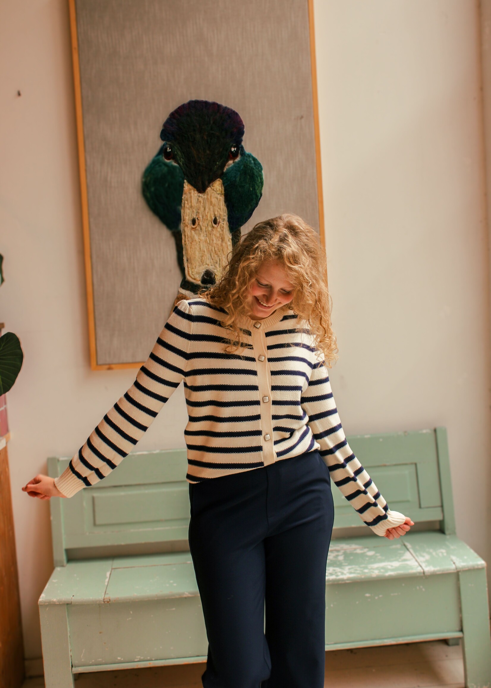 C&S The Label Aimy Knit Cardigan Wool White/Eclipse