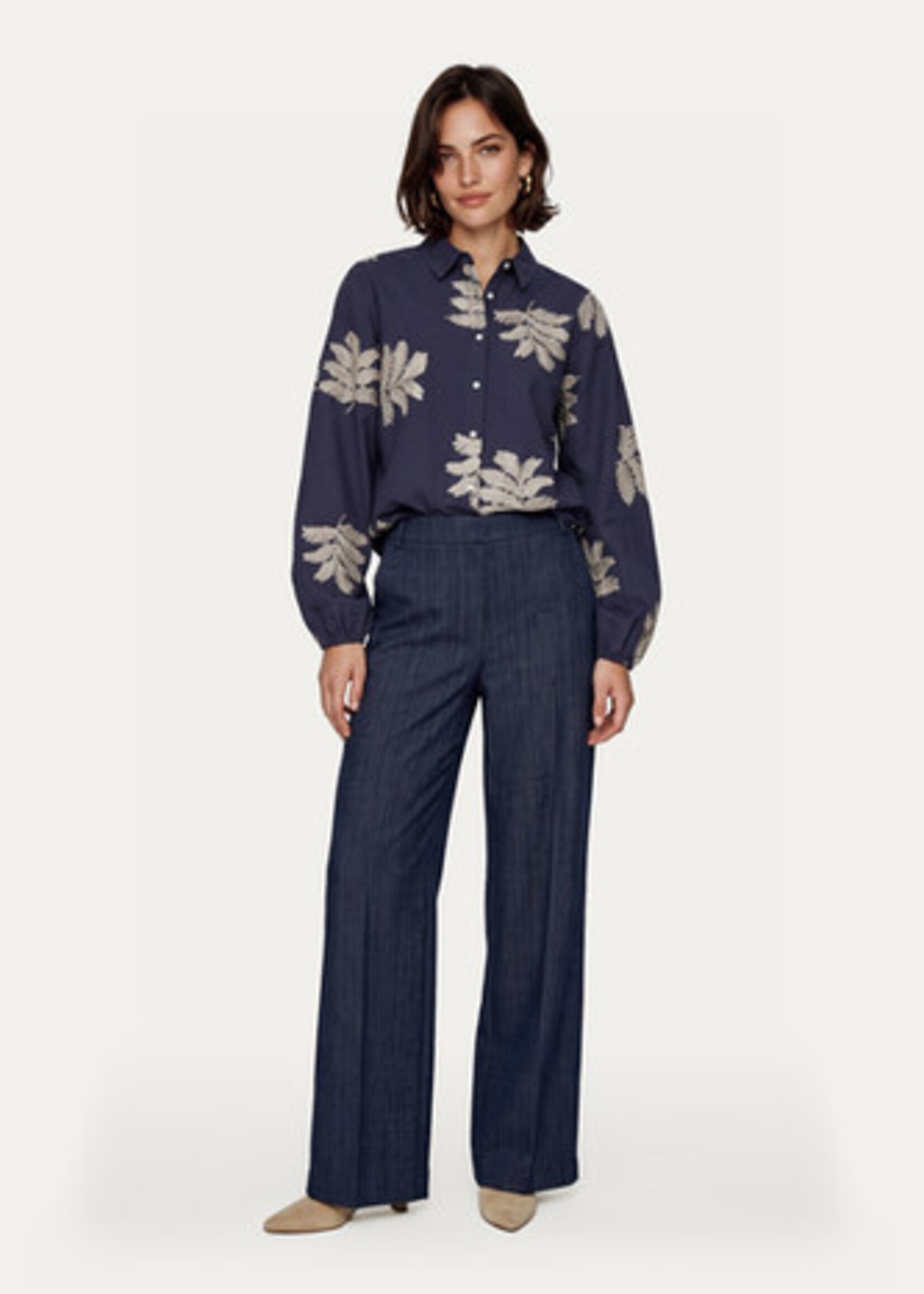 C&S The Label Loreen Blouse Midnight Blue/Sand