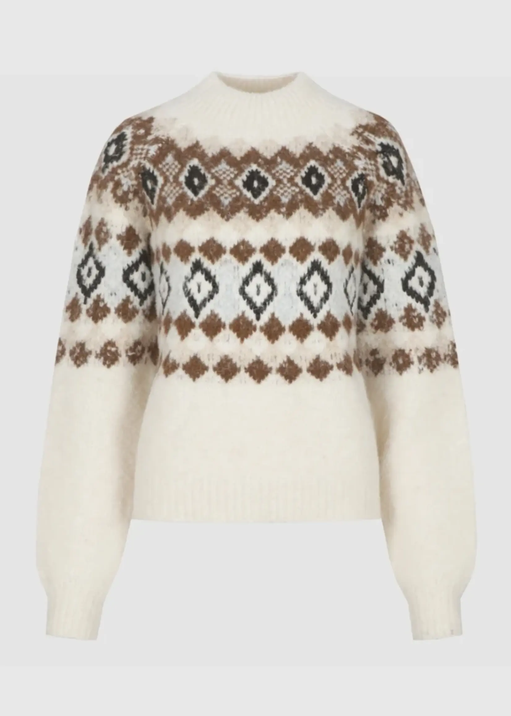C&S The Label Khadija Knit Pullover Sand/Dark Walnut