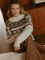 C&S The Label Khadija Knit Pullover Sand/Dark Walnut