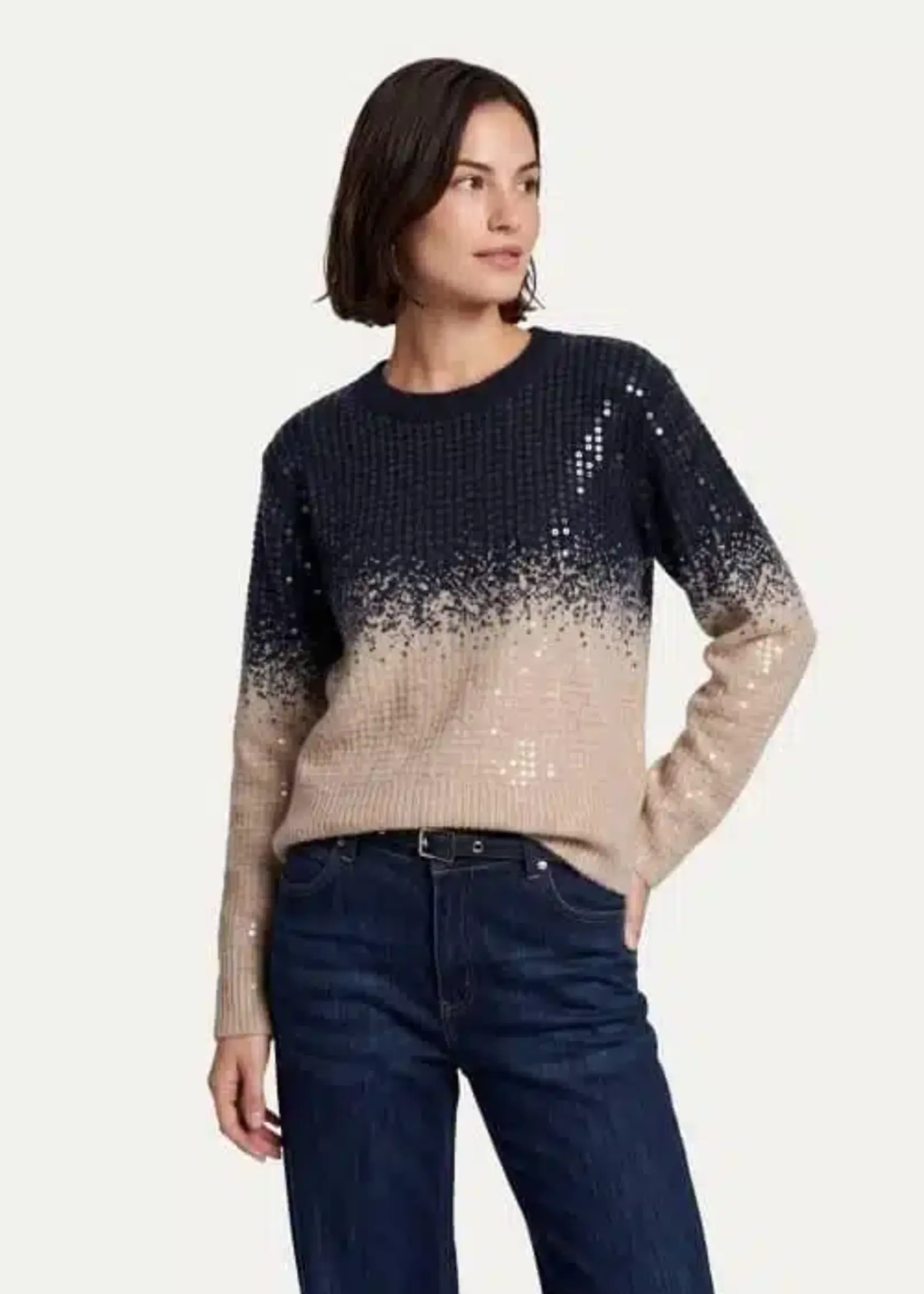 C&S The Label Krissy Knit Pullover Midnight Blue/Sand