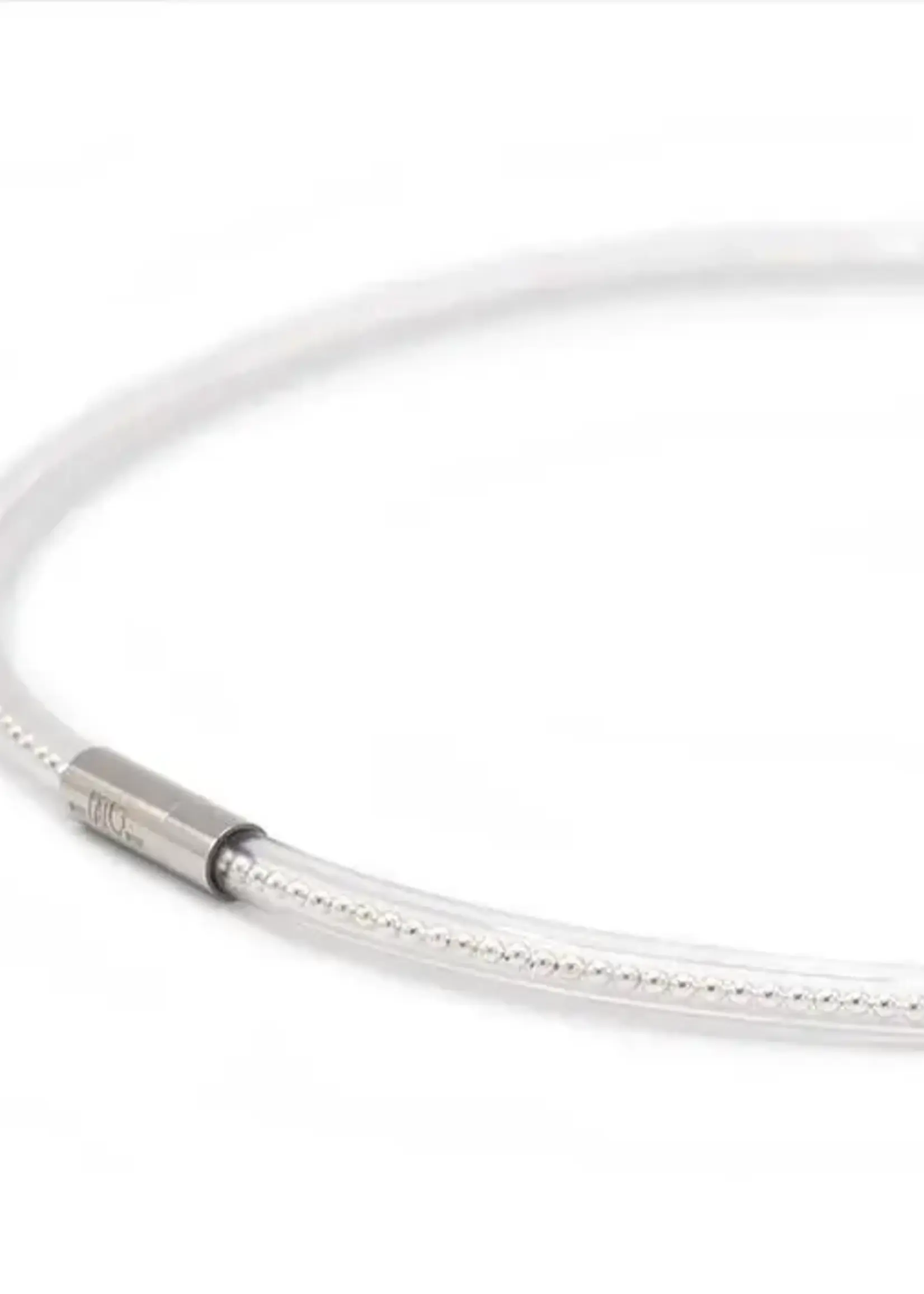Cubes Ketting van rubber, 1 lijn Transparant Zilver Medium