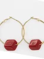 Cubes Hoop oorbellen met verwisselbare Cubes Rood- Goud