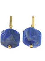 Cubes Oorbellen met 1 Cube Lapis - Goud
