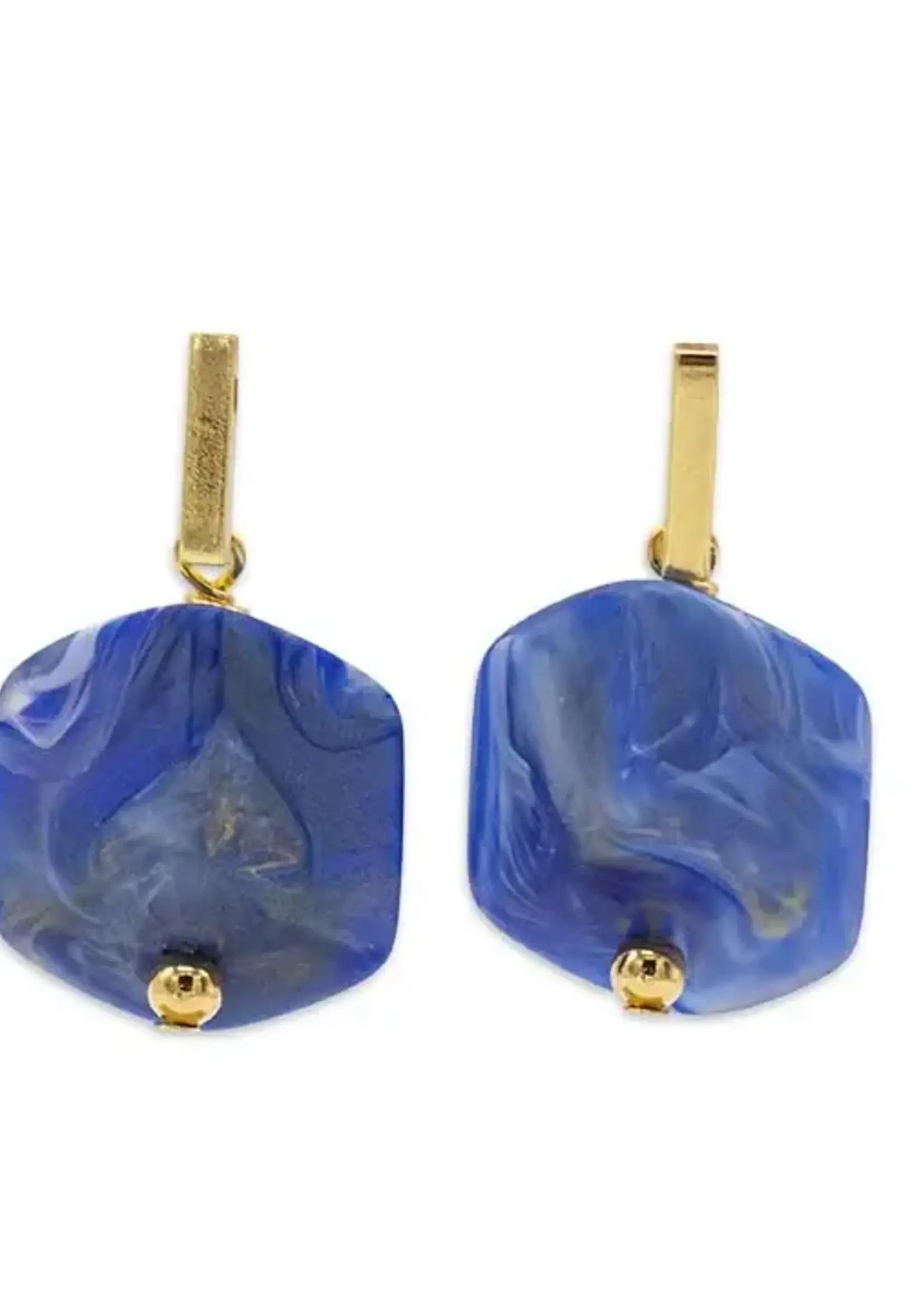 Cubes Oorbellen met 1 Cube Lapis - Goud