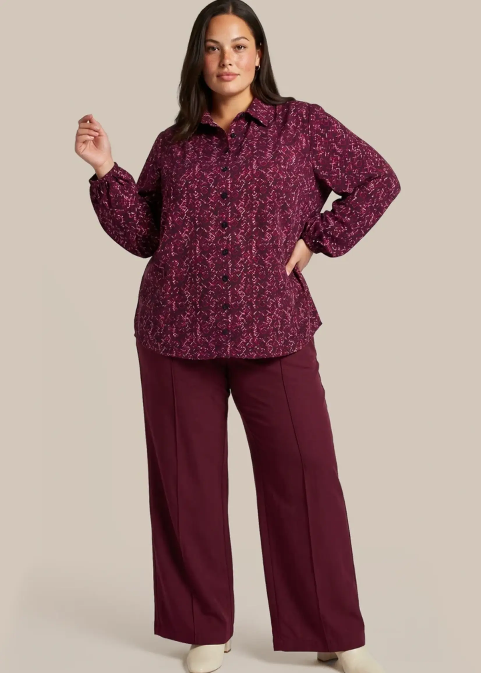 Exxcellent Tenley Blouse Black/Warm Aubergine