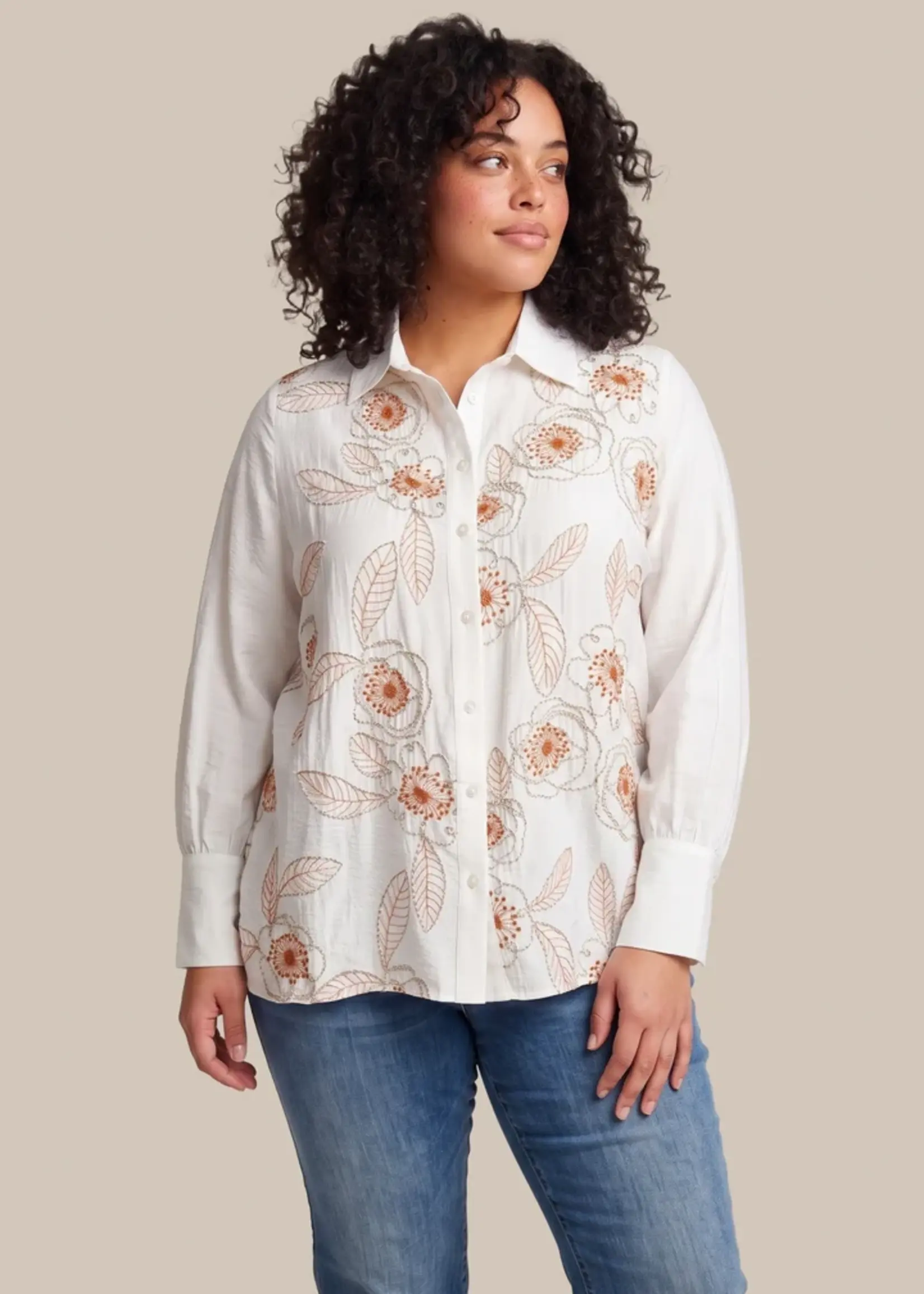 Exxcellent Finaa Blouse Offwhite / Brown Sugar