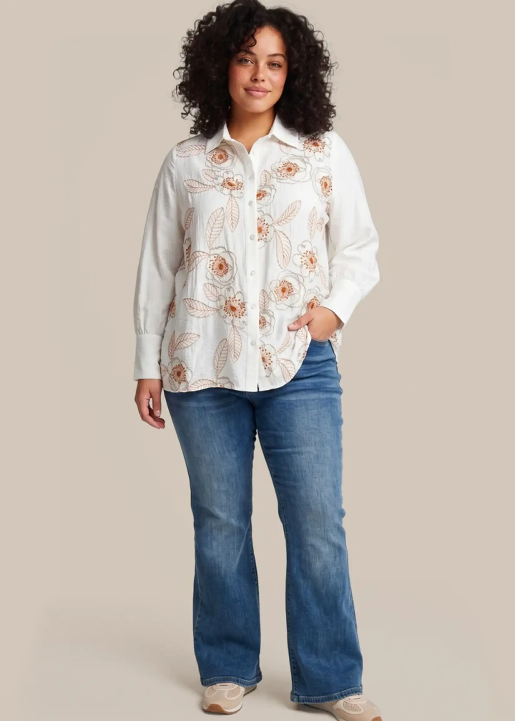 Exxcellent Finaa Blouse Offwhite / Brown Sugar