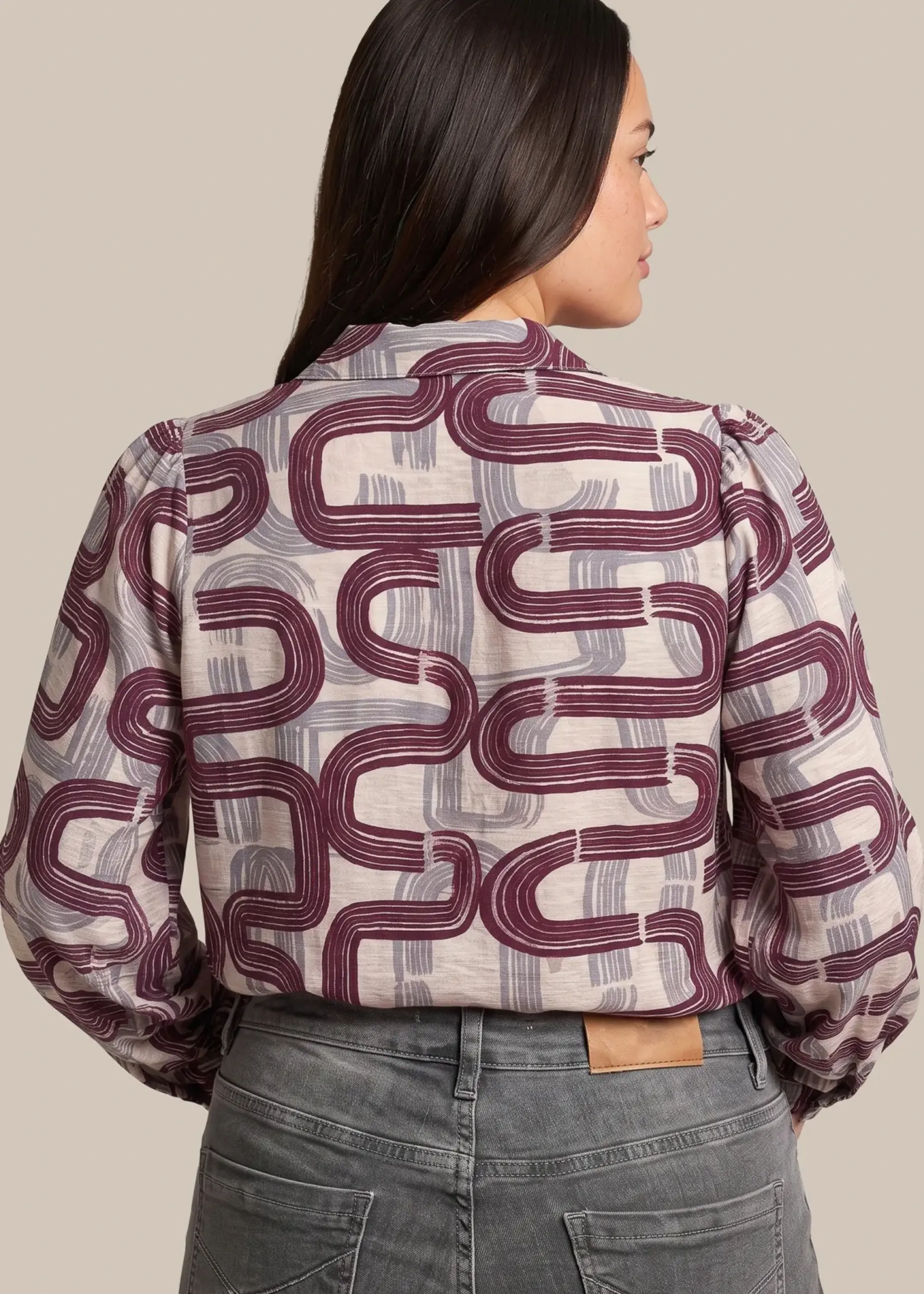 Exxcellent Perline Top Offwhite/Warm Aubergine