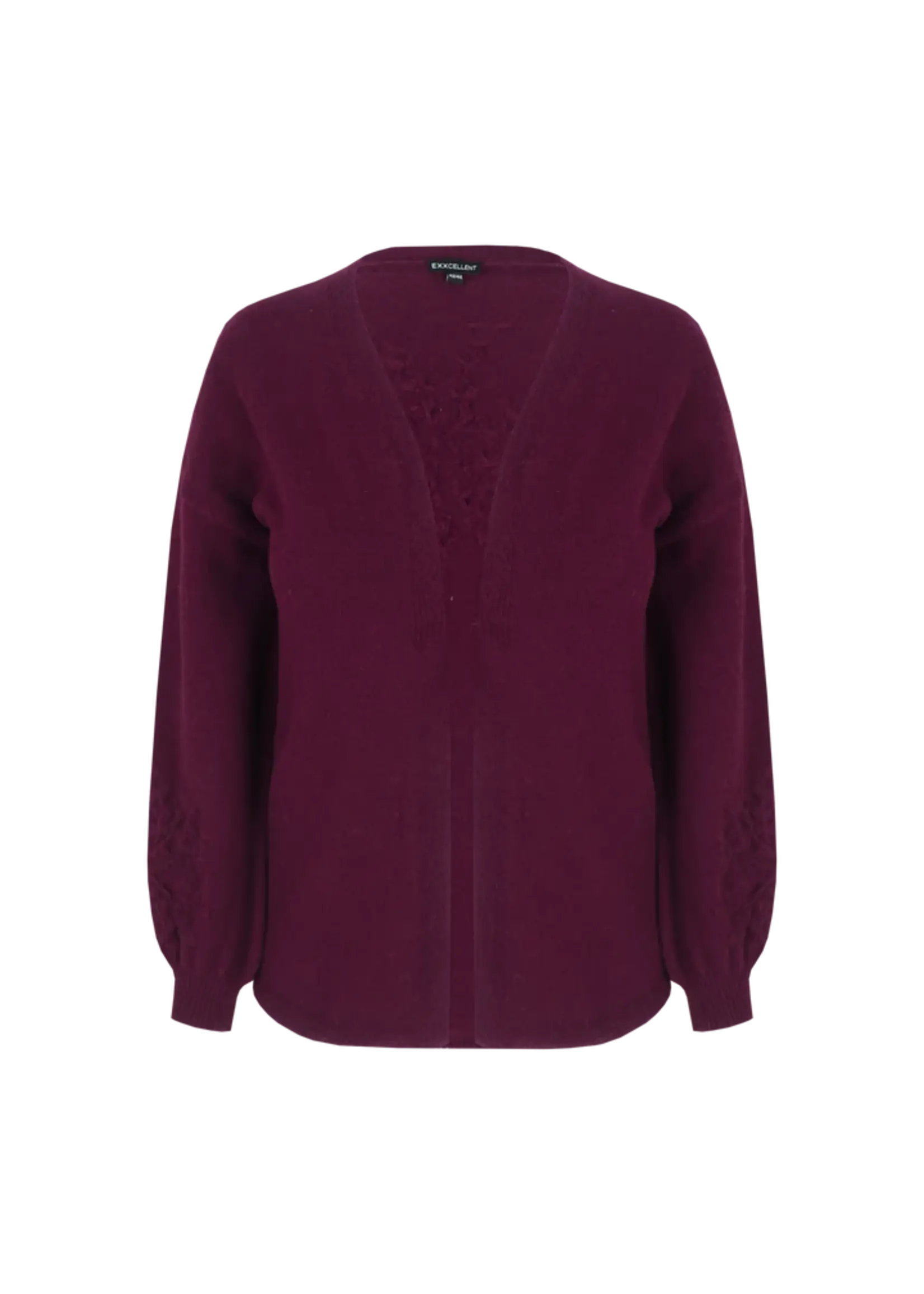 Exxcellent Vada Knit Cardigan Warm Aubergine