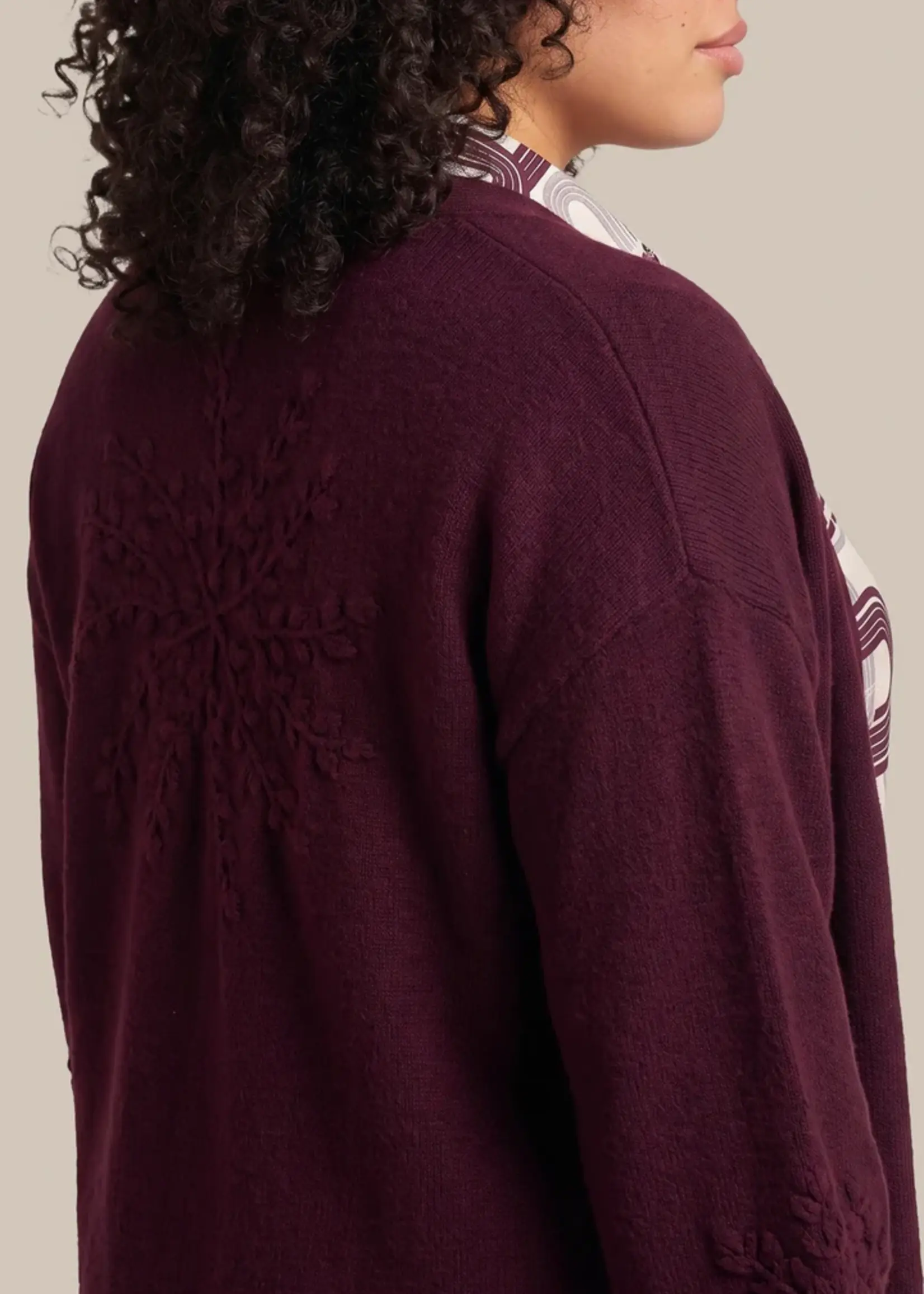 Exxcellent Vada Knit Cardigan Warm Aubergine