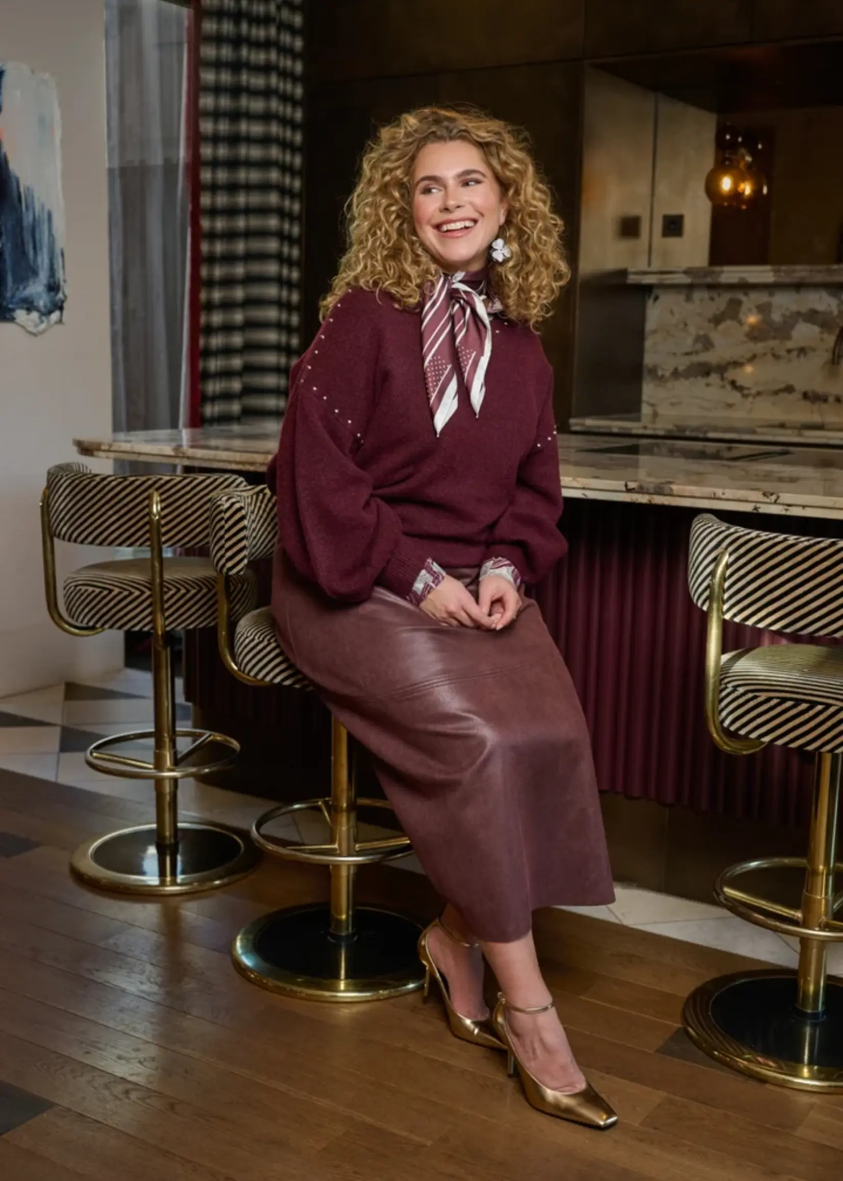 Exxcellent Dala Knit Pullover Warm Aubergine