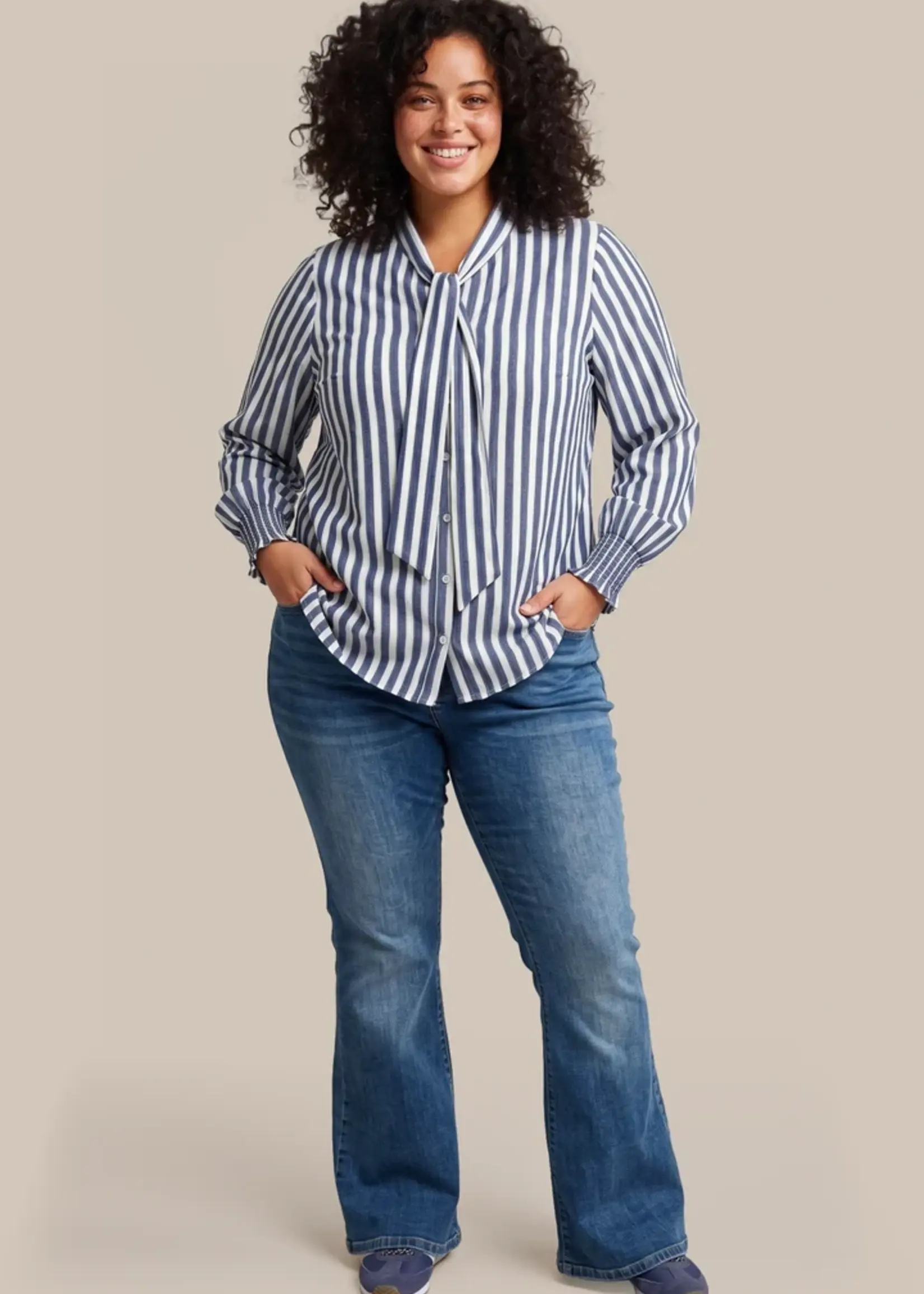 Exxcellent Esraa Blouse Offwhite/Midnight Blue