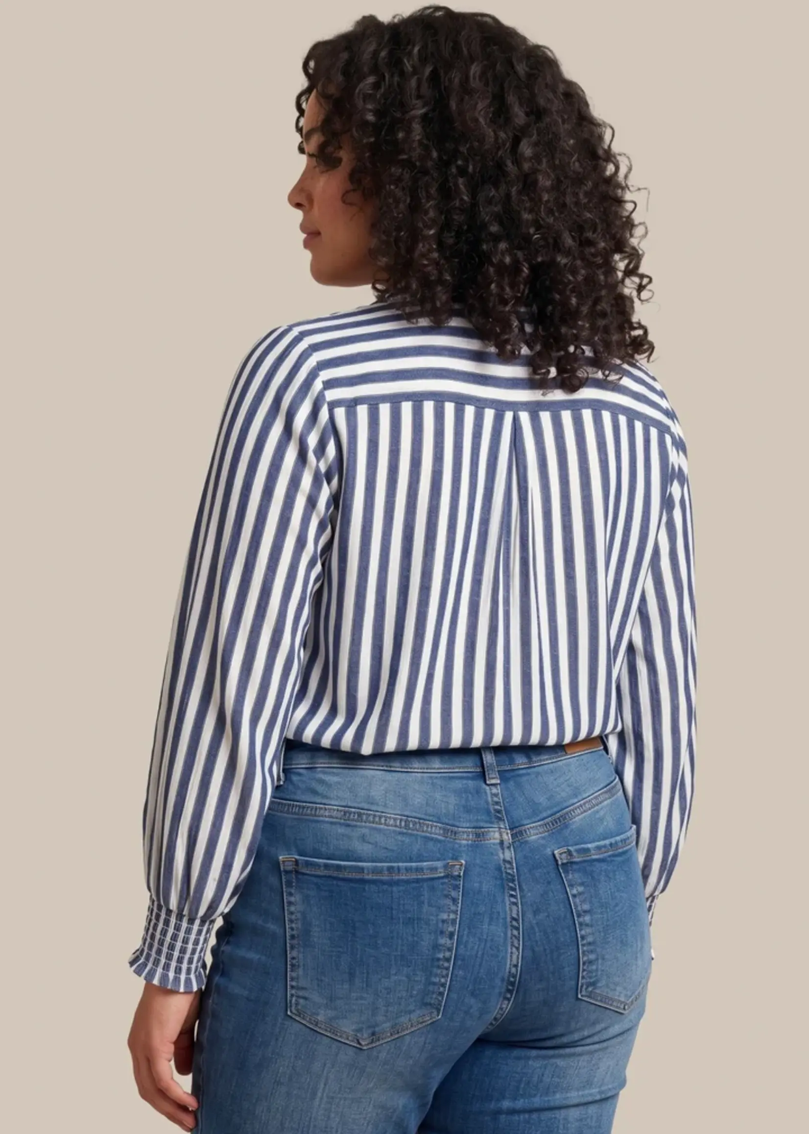 Exxcellent Esraa Blouse Offwhite/Midnight Blue