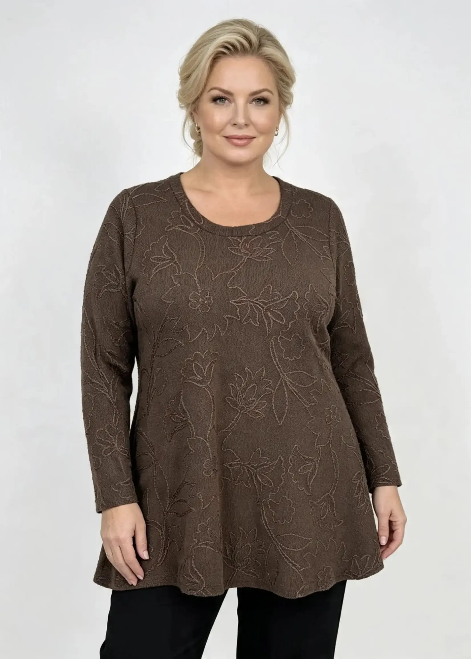 Ophilia Cindy Emboderd Knit Brown