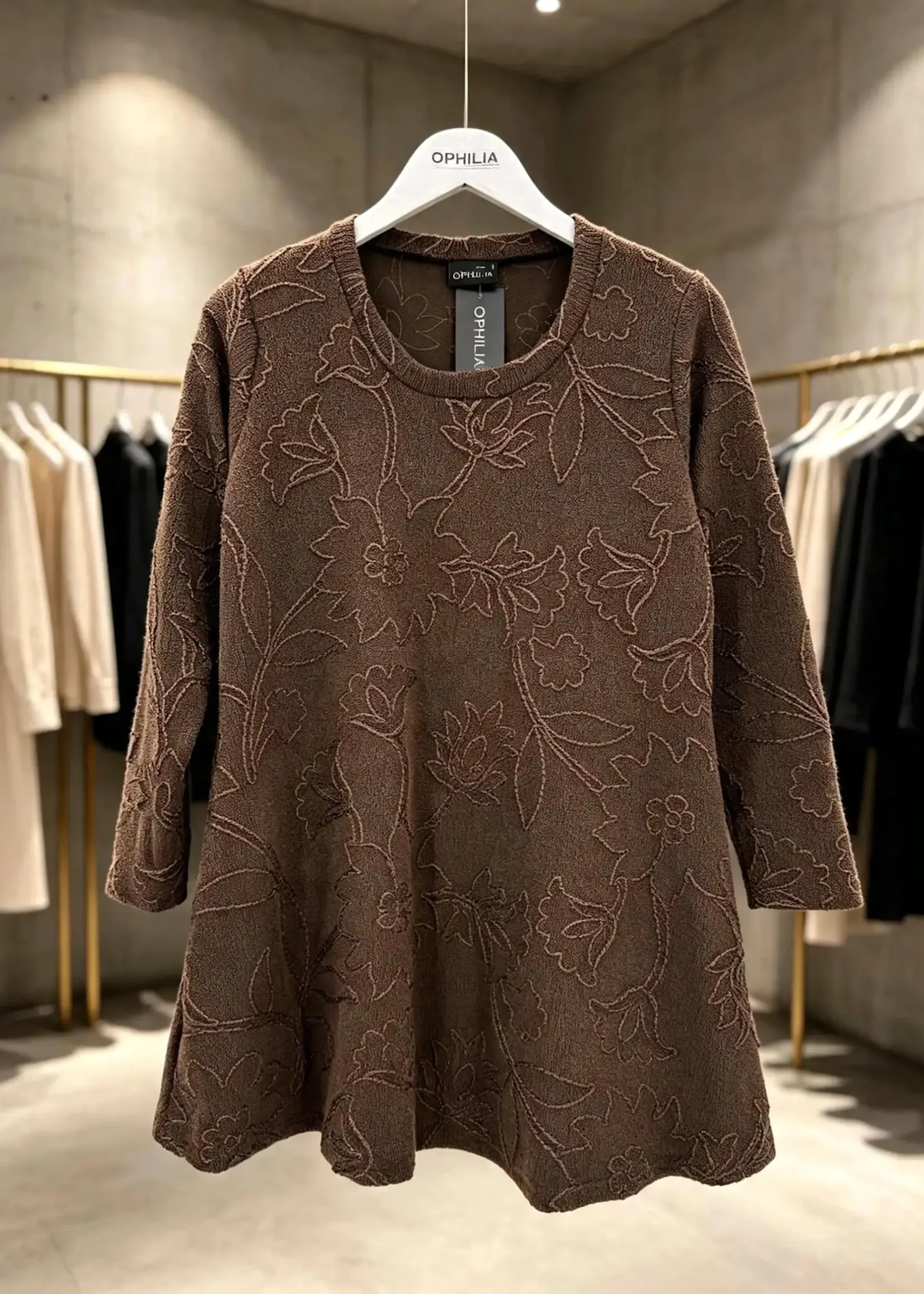Ophilia Cindy Emboderd Knit Brown