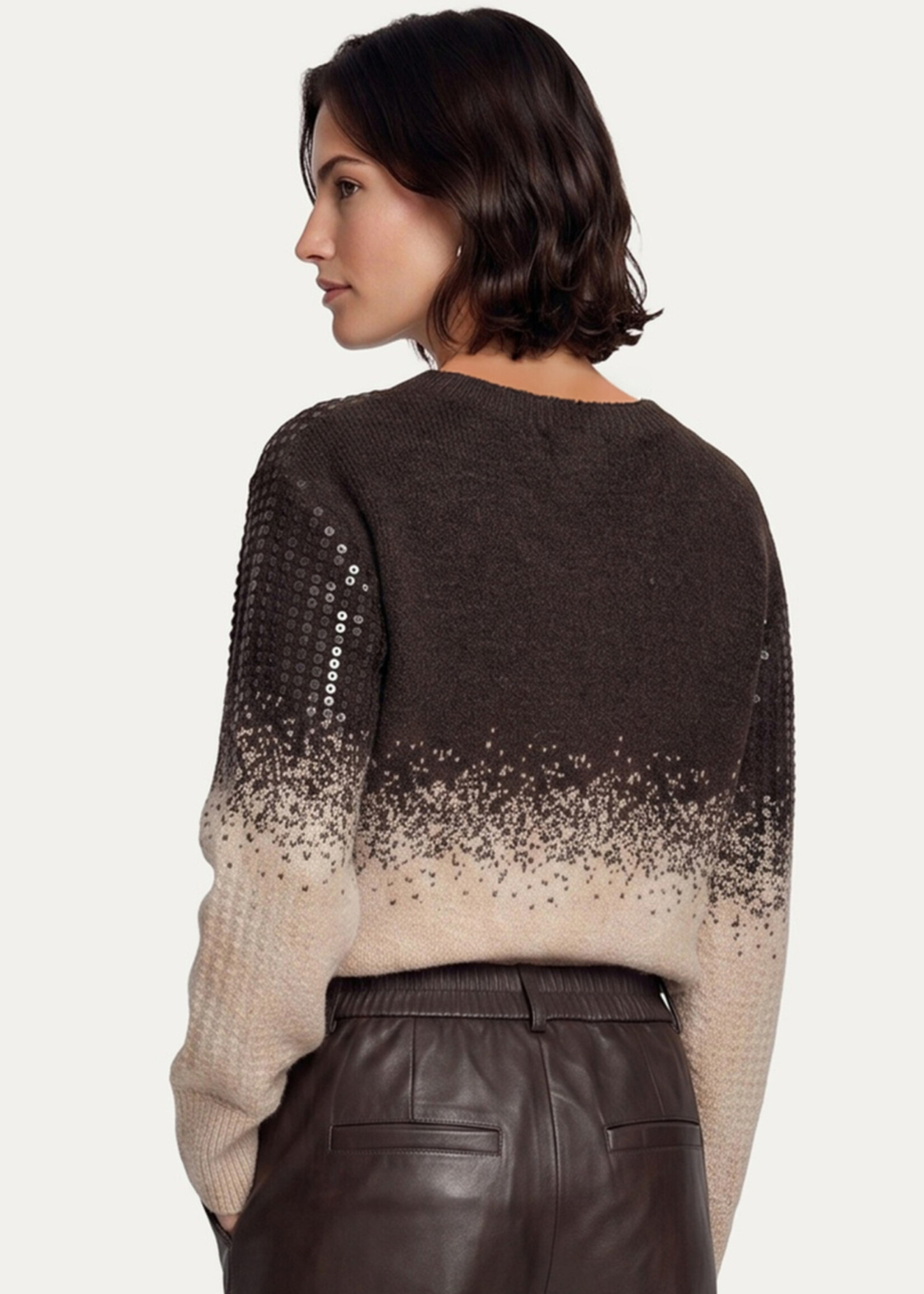 C&S The Label Krissy Knit Pullover Dark Chocolate/Sand
