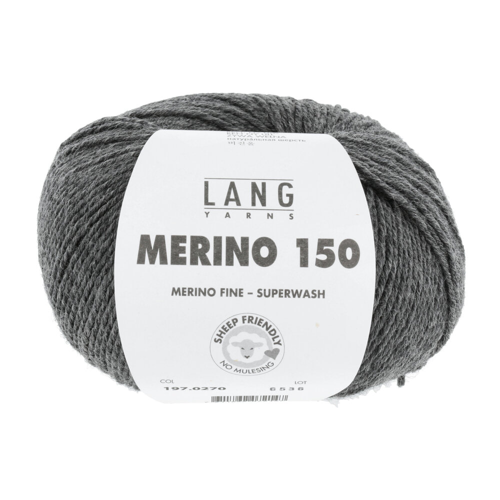 Lang Lang Yarns Merino 150 | 0270 donker grijs melange Lang Lang Yarns Merino 150 | 0270 donker grijs melange