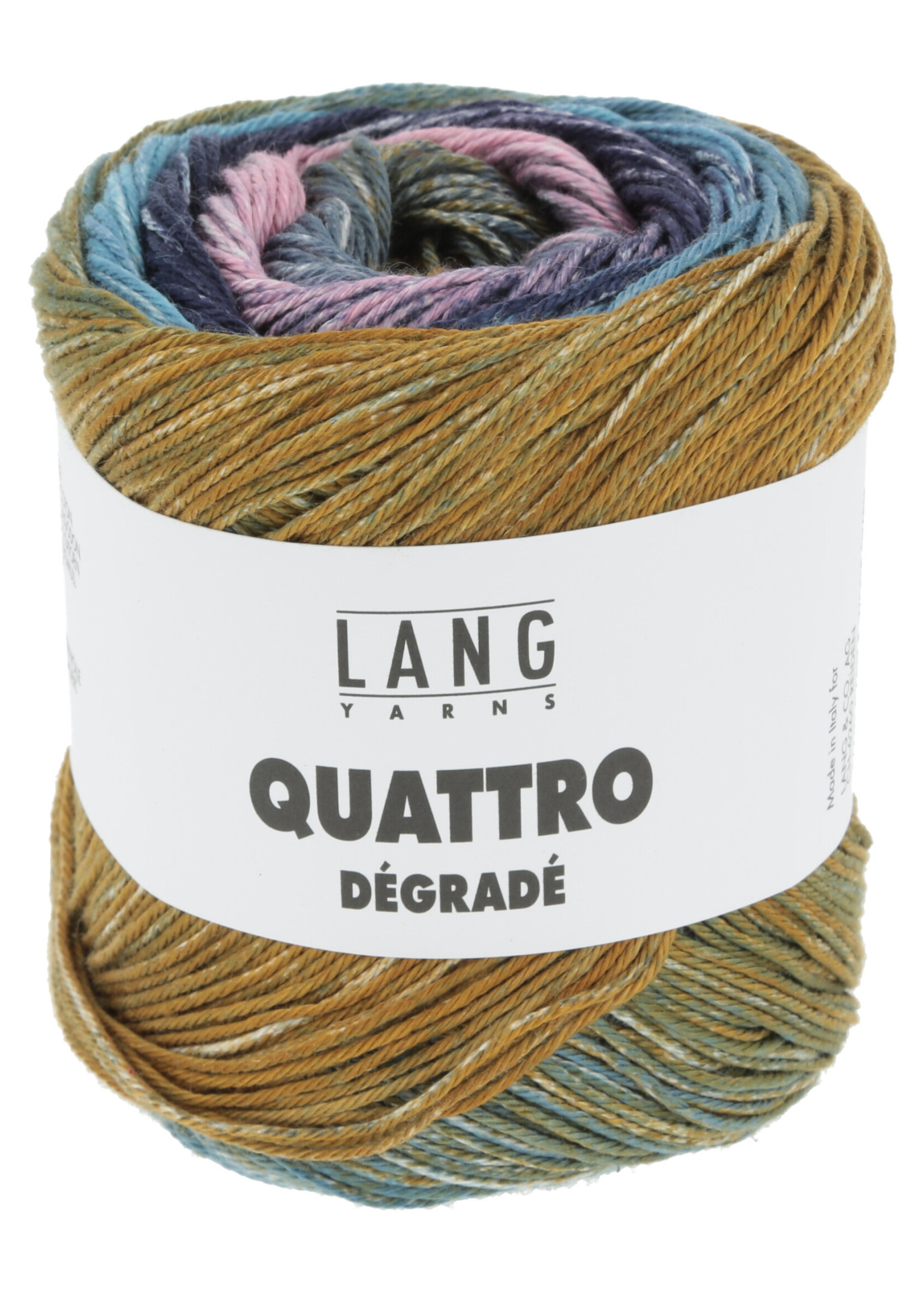 Lang Lang Yarns Quattro Degradé | 0010 blauw/oker/roze