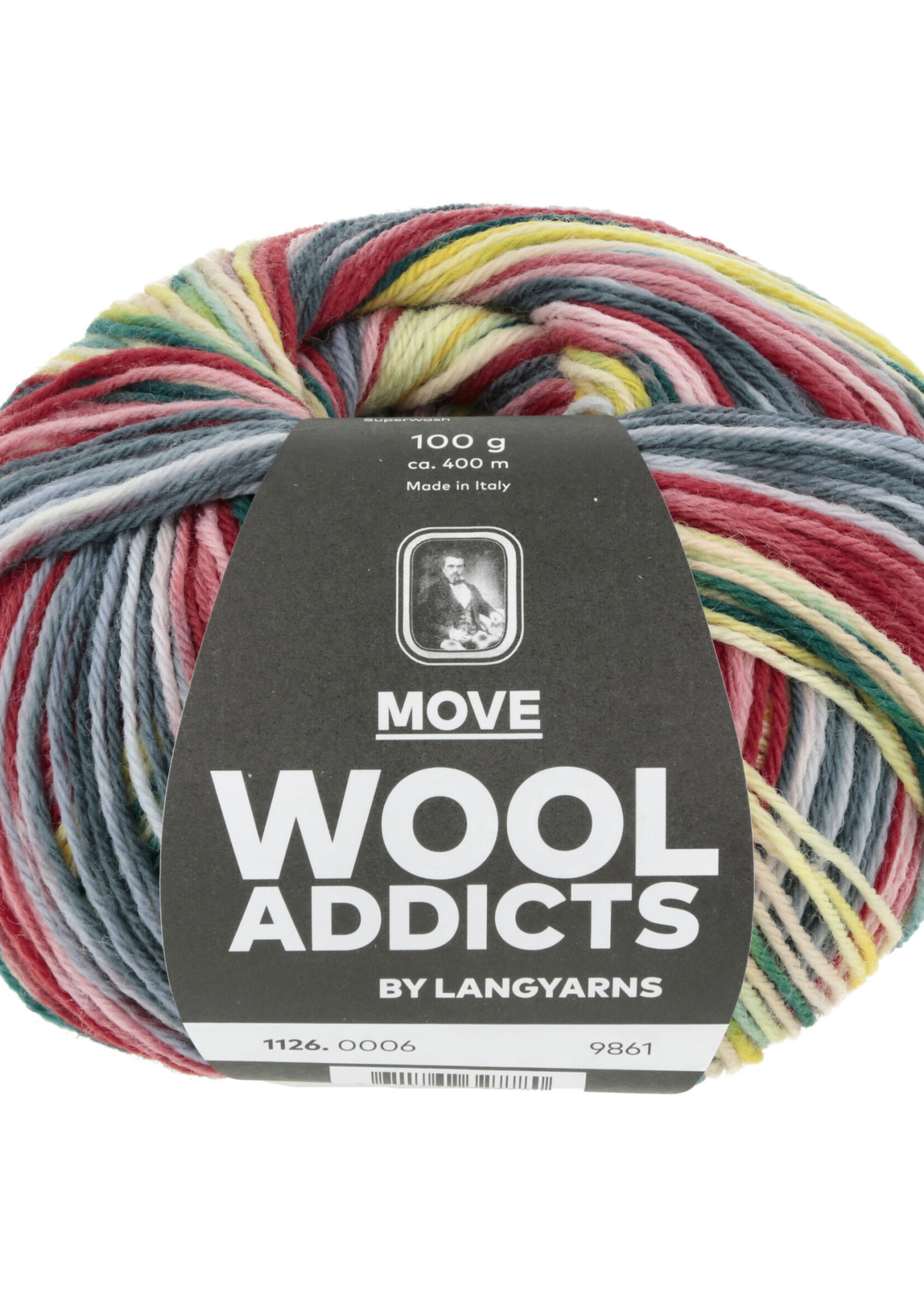 Lang Lang Yarns Move | 0006 antraciet/rood/groen/geel