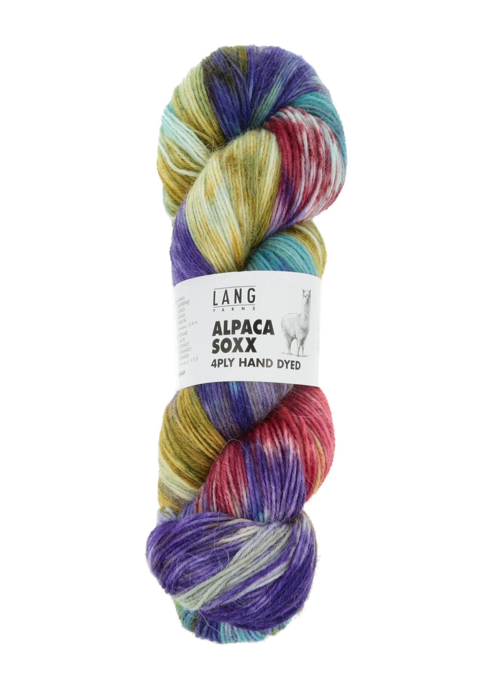 Lang Lang Yarns Alpaca Soxx Hand | 0004 lila/mosterd/turquoise