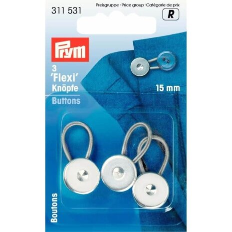 Prym Prym | Flexi-knopen met lus 15mm zilver | 311531