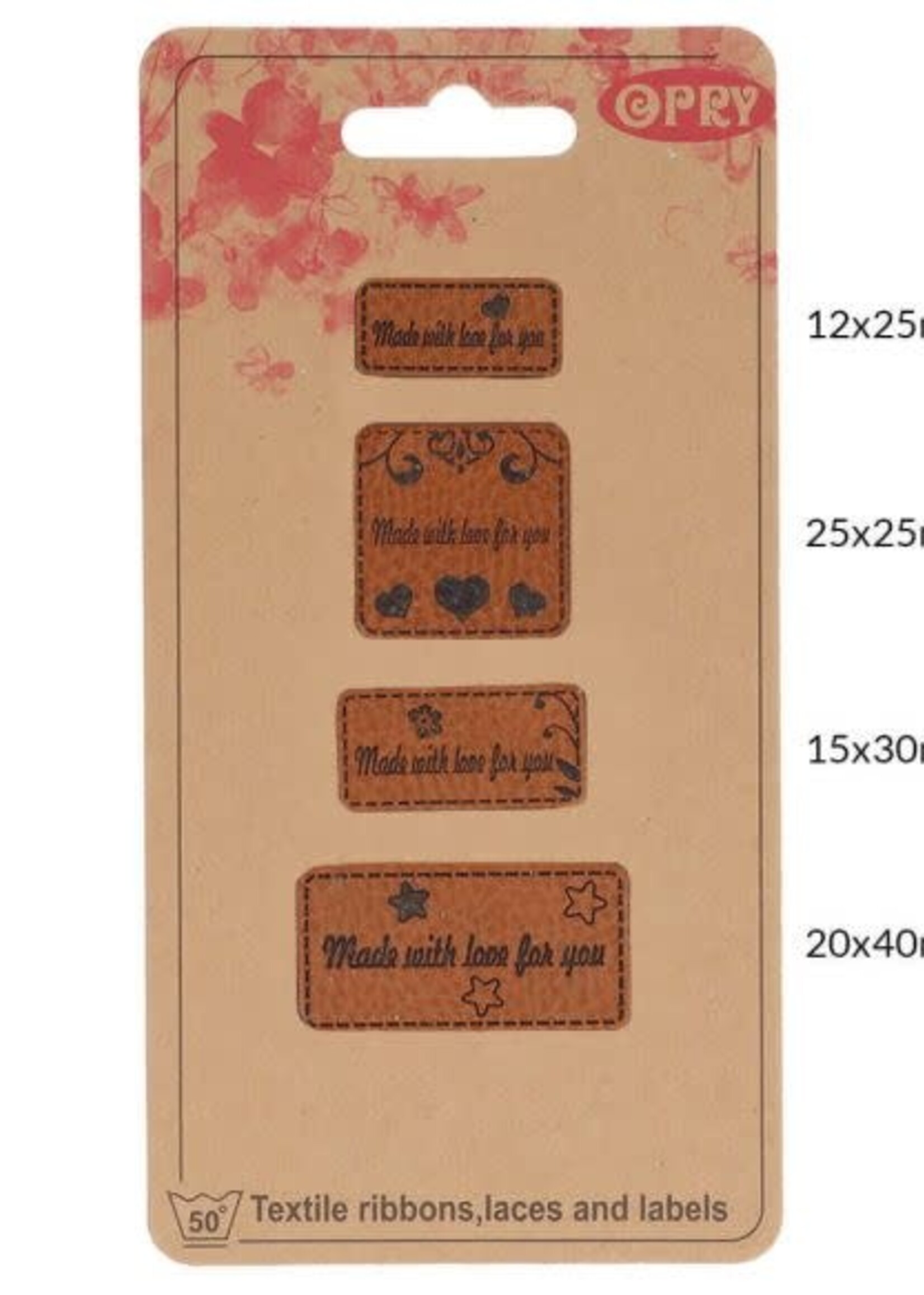 Opry Skai-leren labels made with love for you