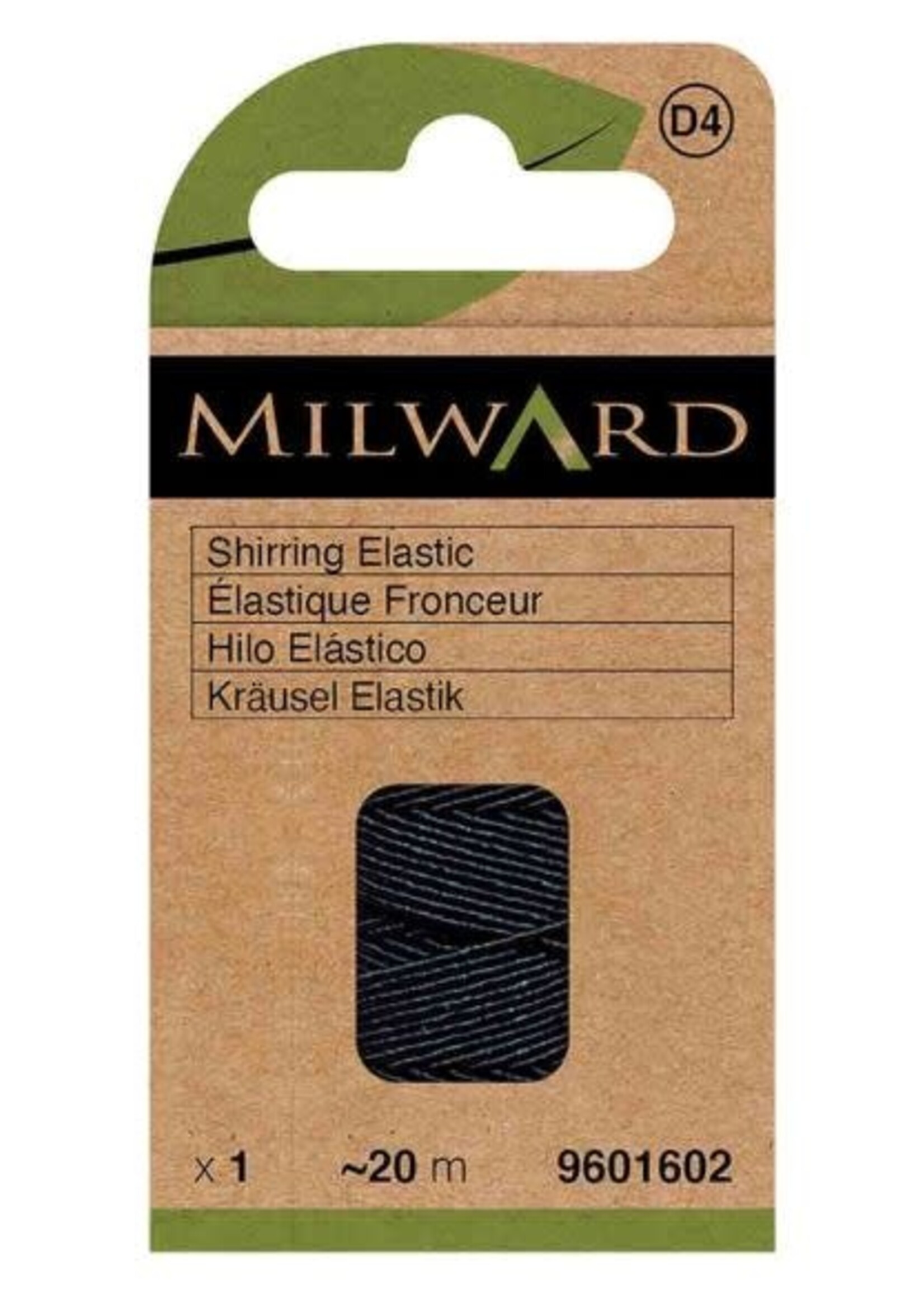 Milward Rimpelelastiek op klos 0,75mm zwart 20m