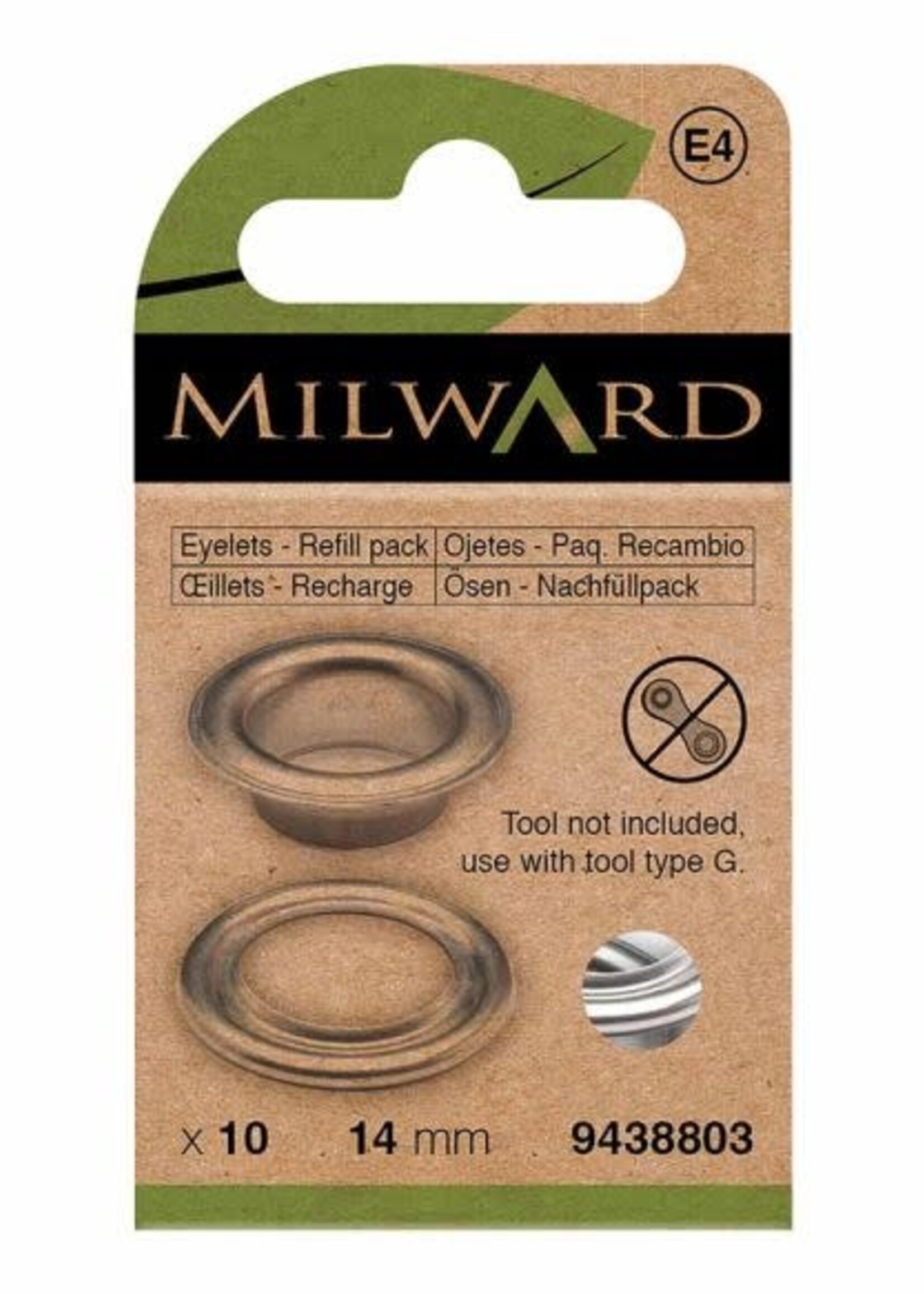 Milward Nestelringen 14mm nikkel 10st