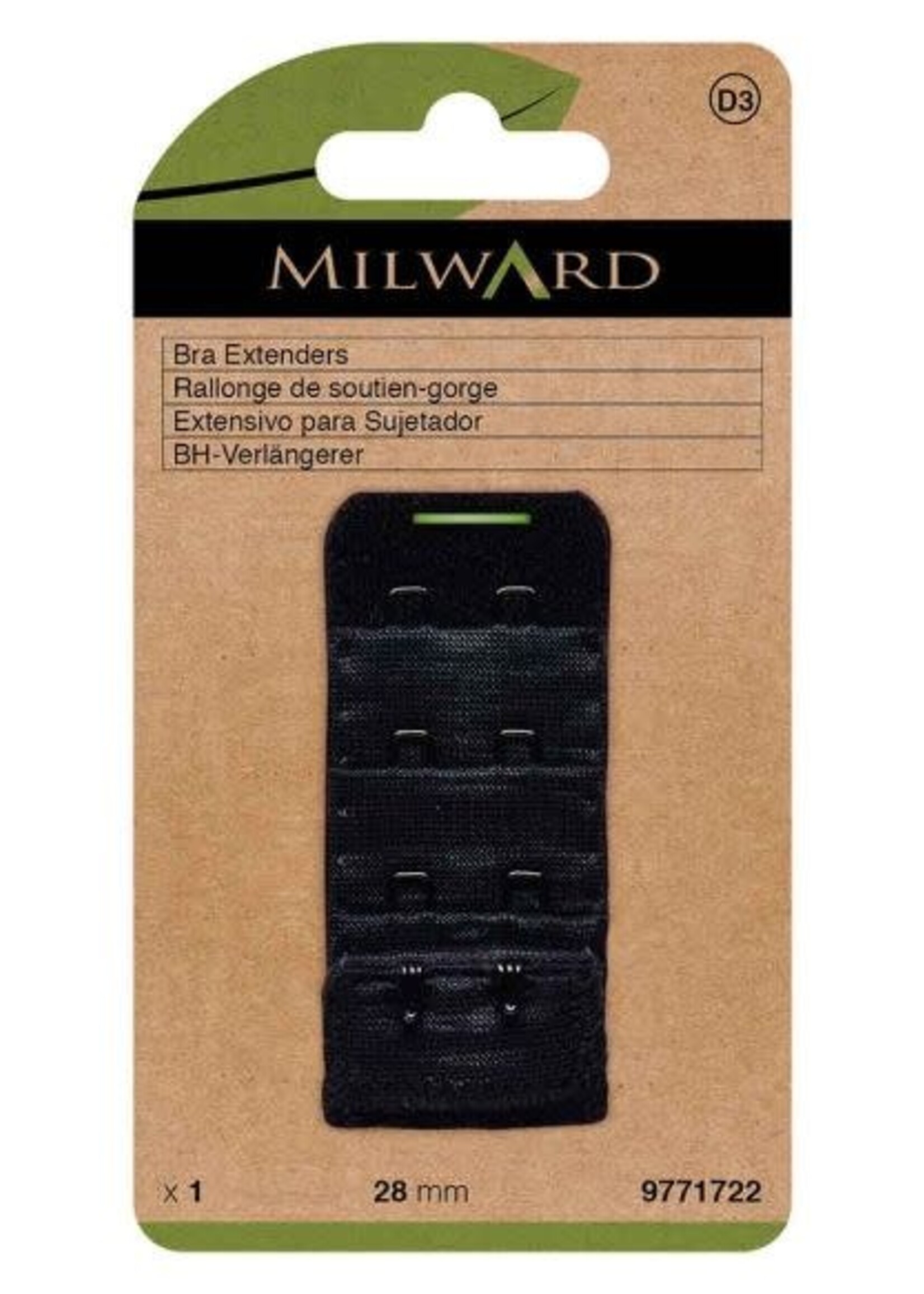 Milward BH-verlengstuk 38mm 2 haken zwart