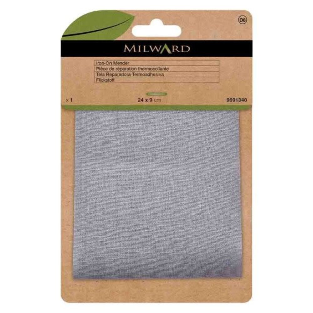 Milward Reparatiedoek opstrijkbaar light grey 24x9cm Milward Reparatiedoek opstrijkbaar light grey 24x9cm