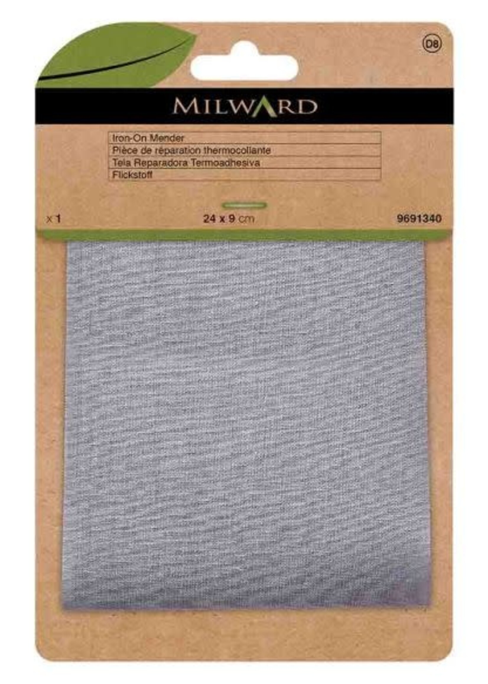 Milward Reparatiedoek opstrijkbaar light grey 24x9cm