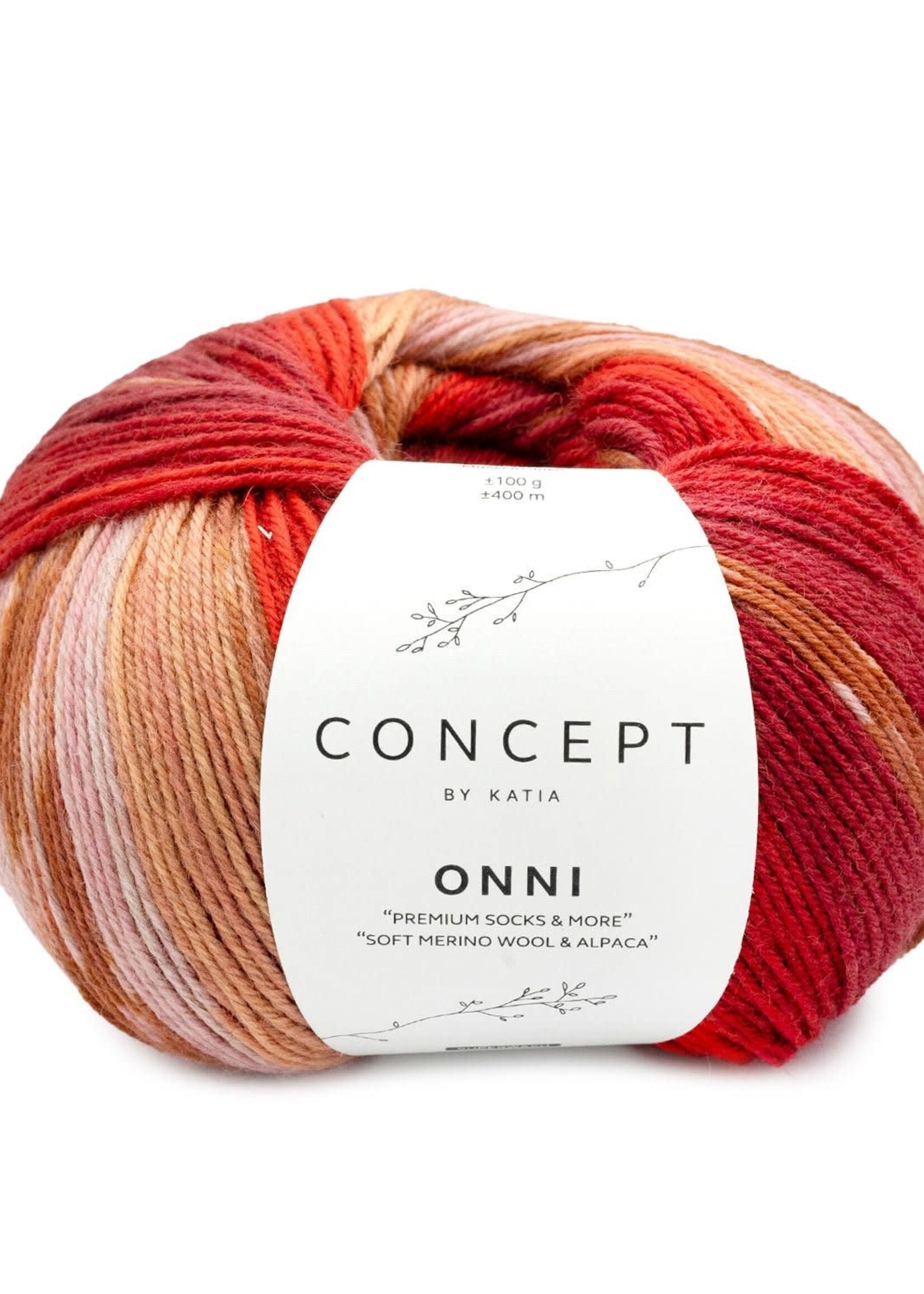 Katia Katia Onni Socks | 404 Rood-Camel-Geel