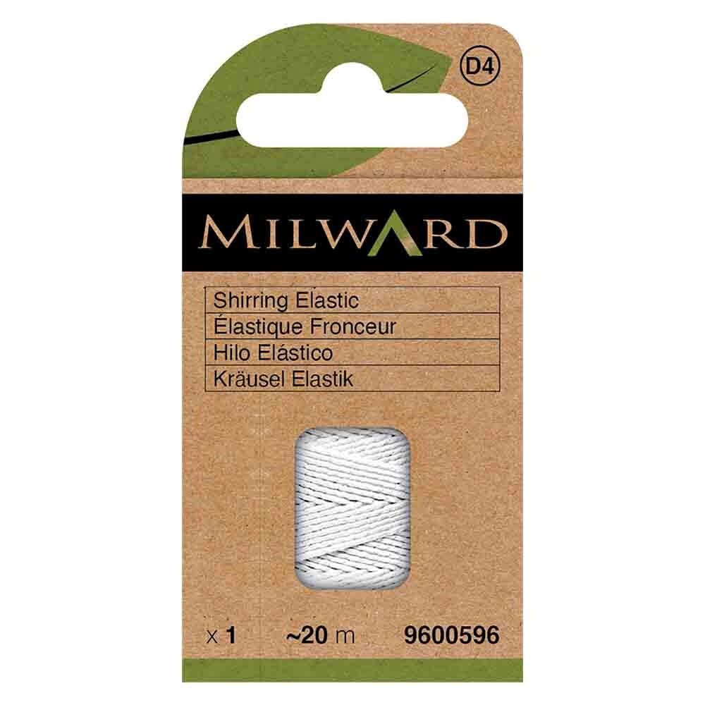 Milward Rimpelelastiek op klos 0,75mm wit Milward Rimpelelastiek op klos 0,75mm wit