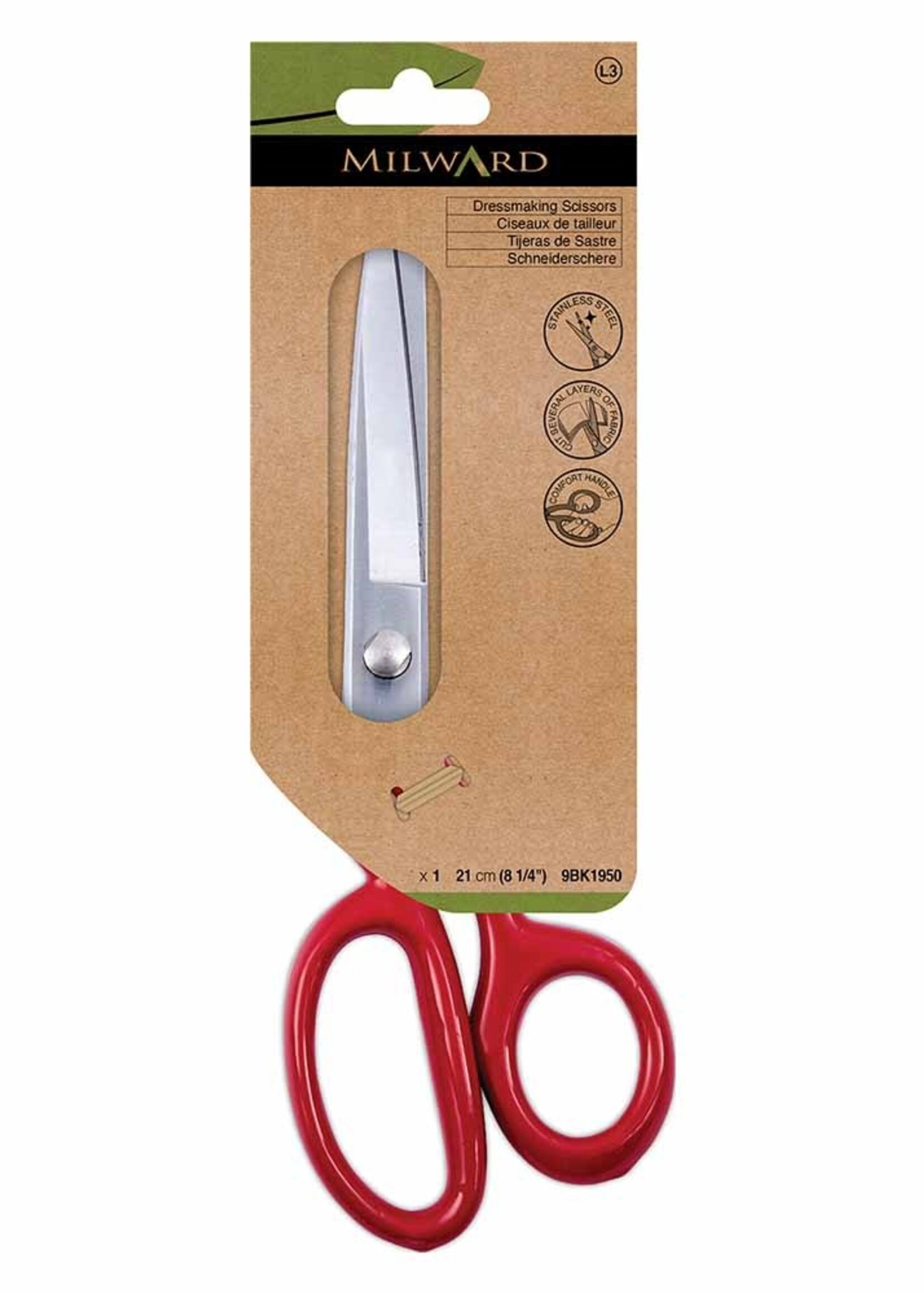 Milward Kleermakersschaar rood 21cm