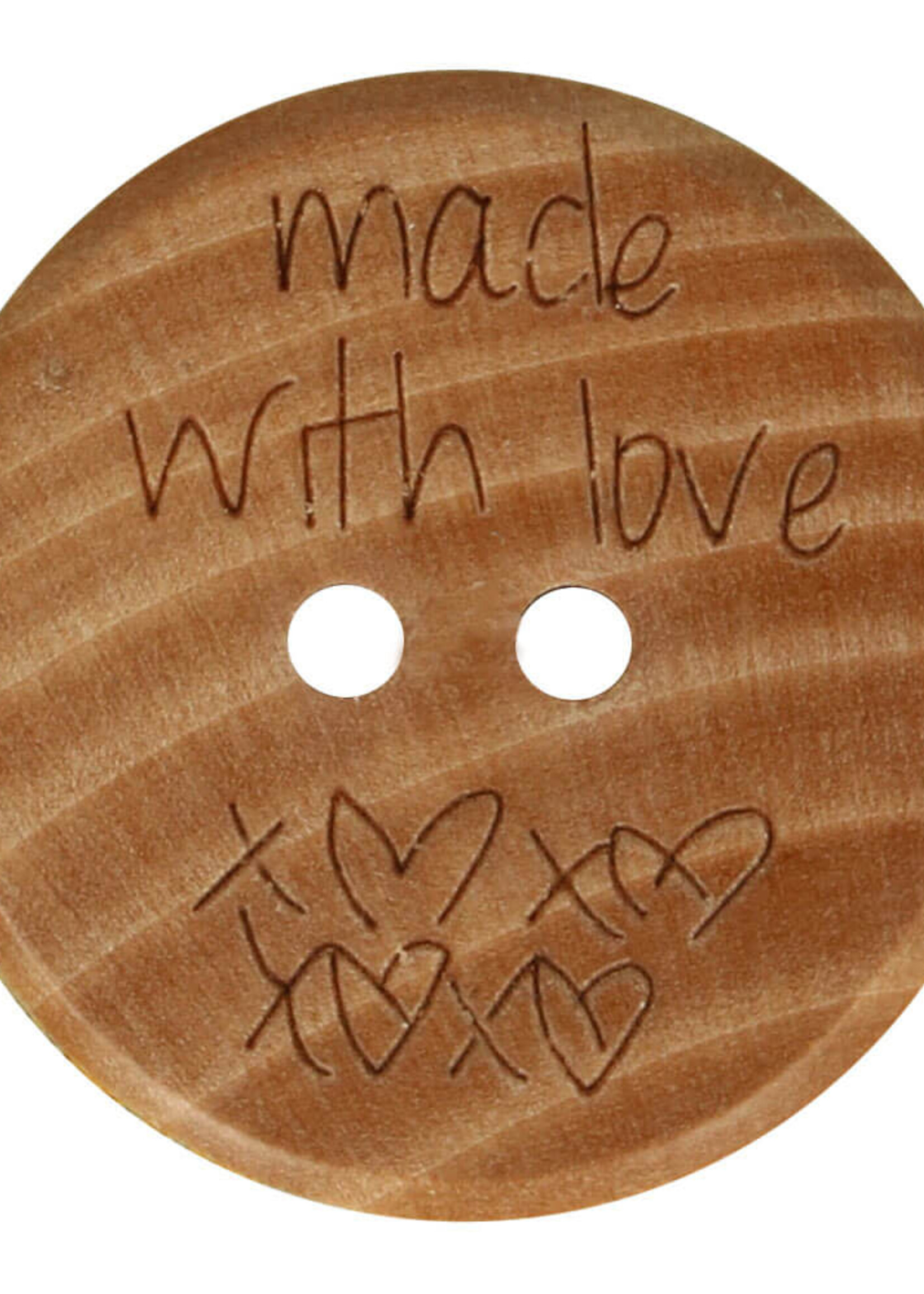 Knoop hout made with love 20mm