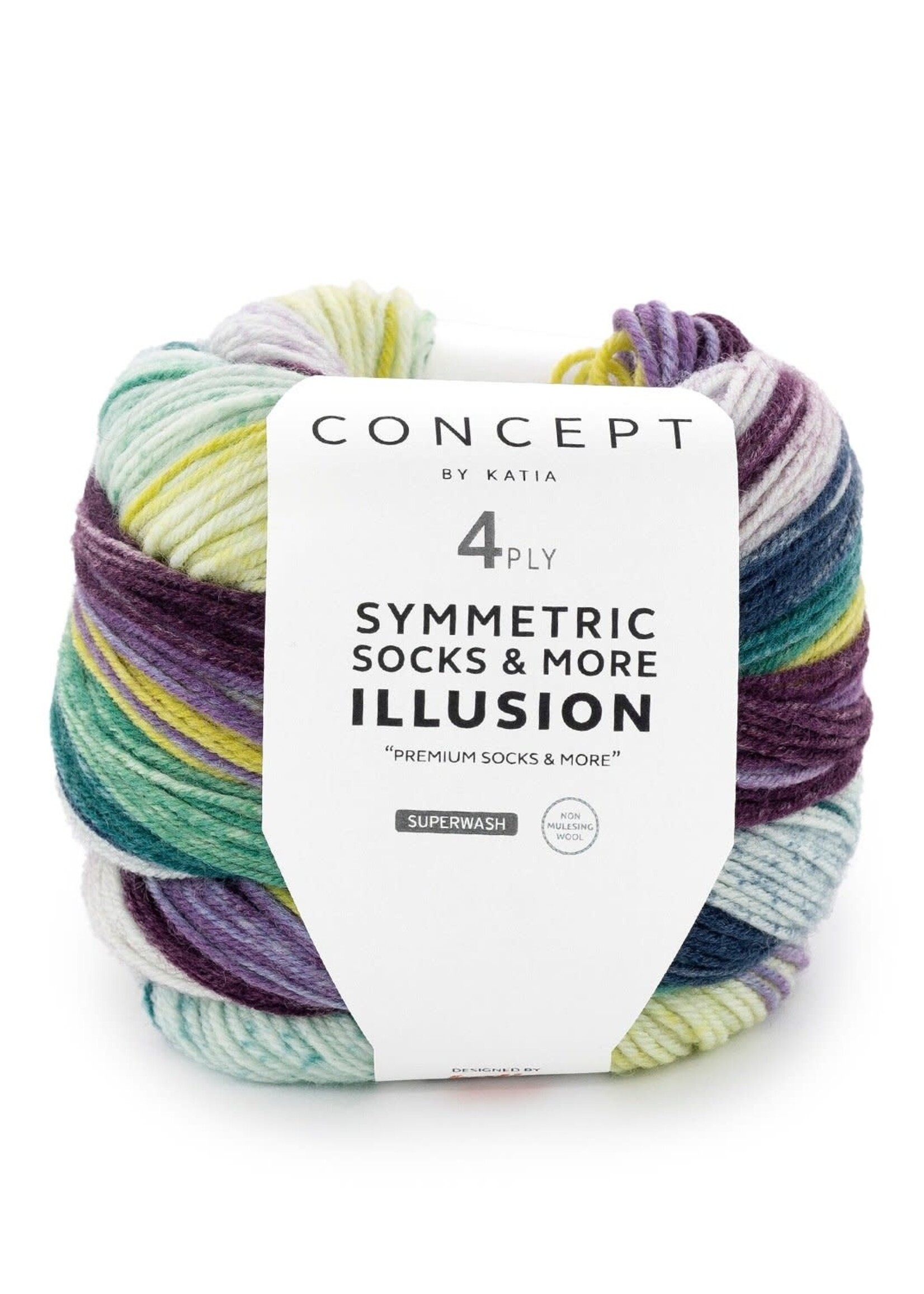Katia Illusion sym socks |  73 Lila-Oker-Turquoise-Mint turquoise