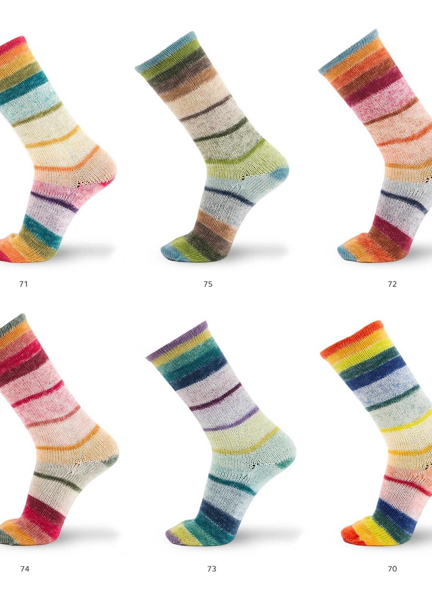 Katia Illusion sym socks |  72 Blauw-Oker-Rood-Roest bruin