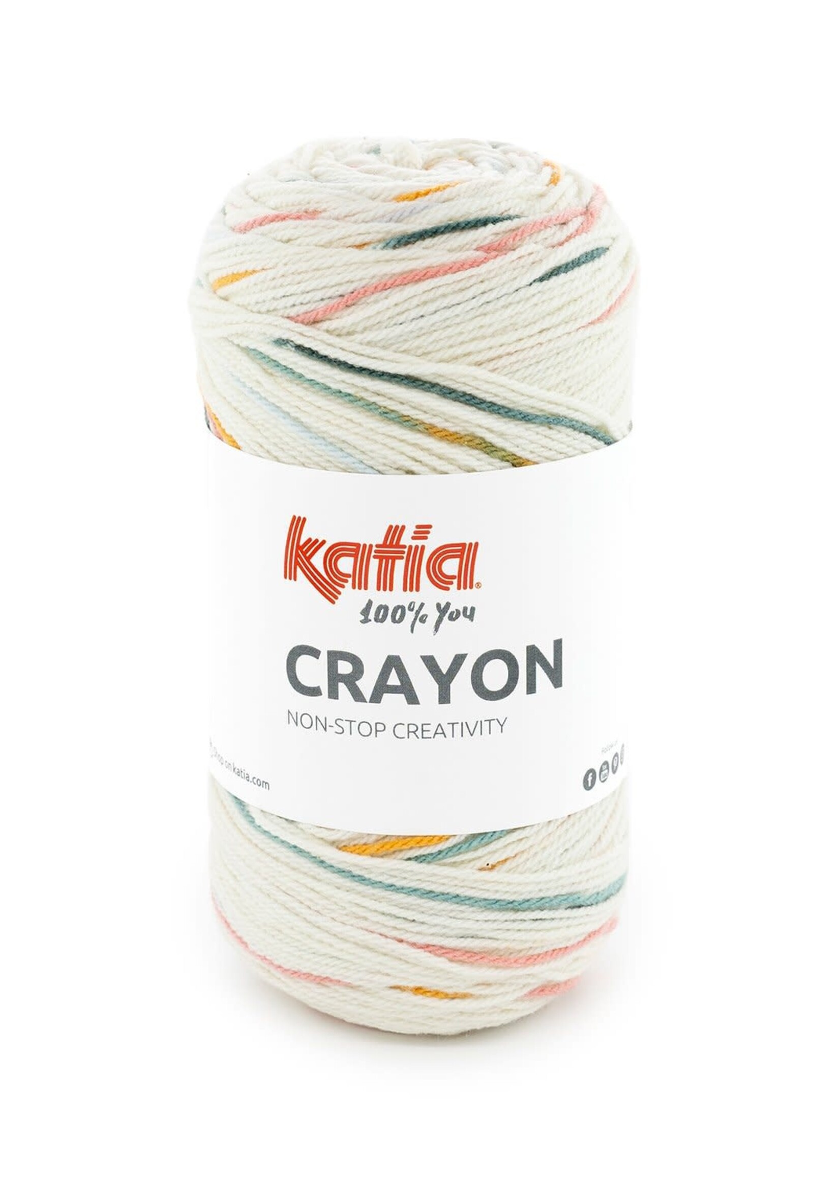 Katia Crayon | 51 Ecru-Blauw-Licht rood oranje