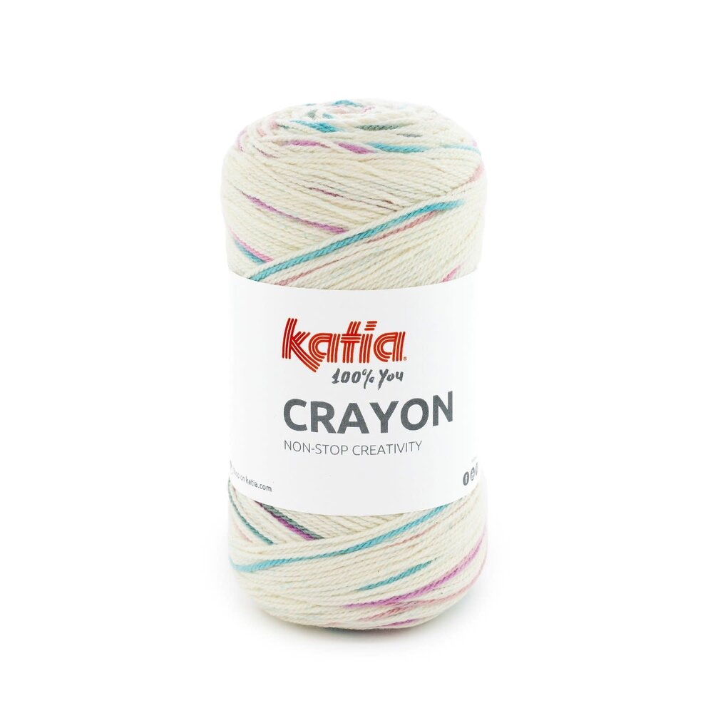 Katia Crayon | 52 Ecru-Kauwgom roze-Turquoise