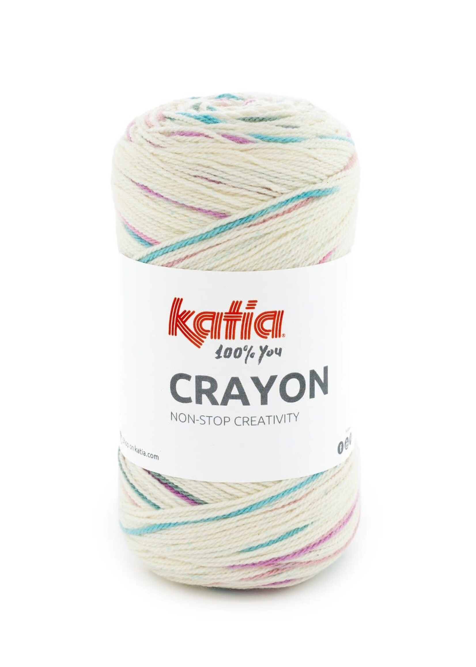 Katia Crayon | 52 Ecru-Kauwgom roze-Turquoise
