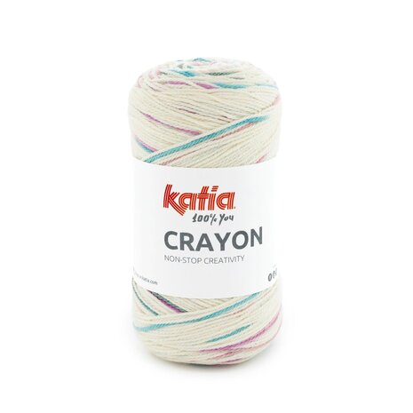 Katia Crayon | 52 Ecru-Kauwgom roze-Turquoise