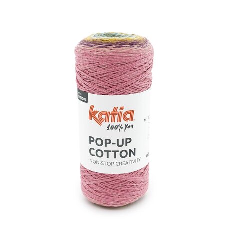 Katia Pop-up cotton | 302 Kauwgom roze-Lila-Geel-Groen