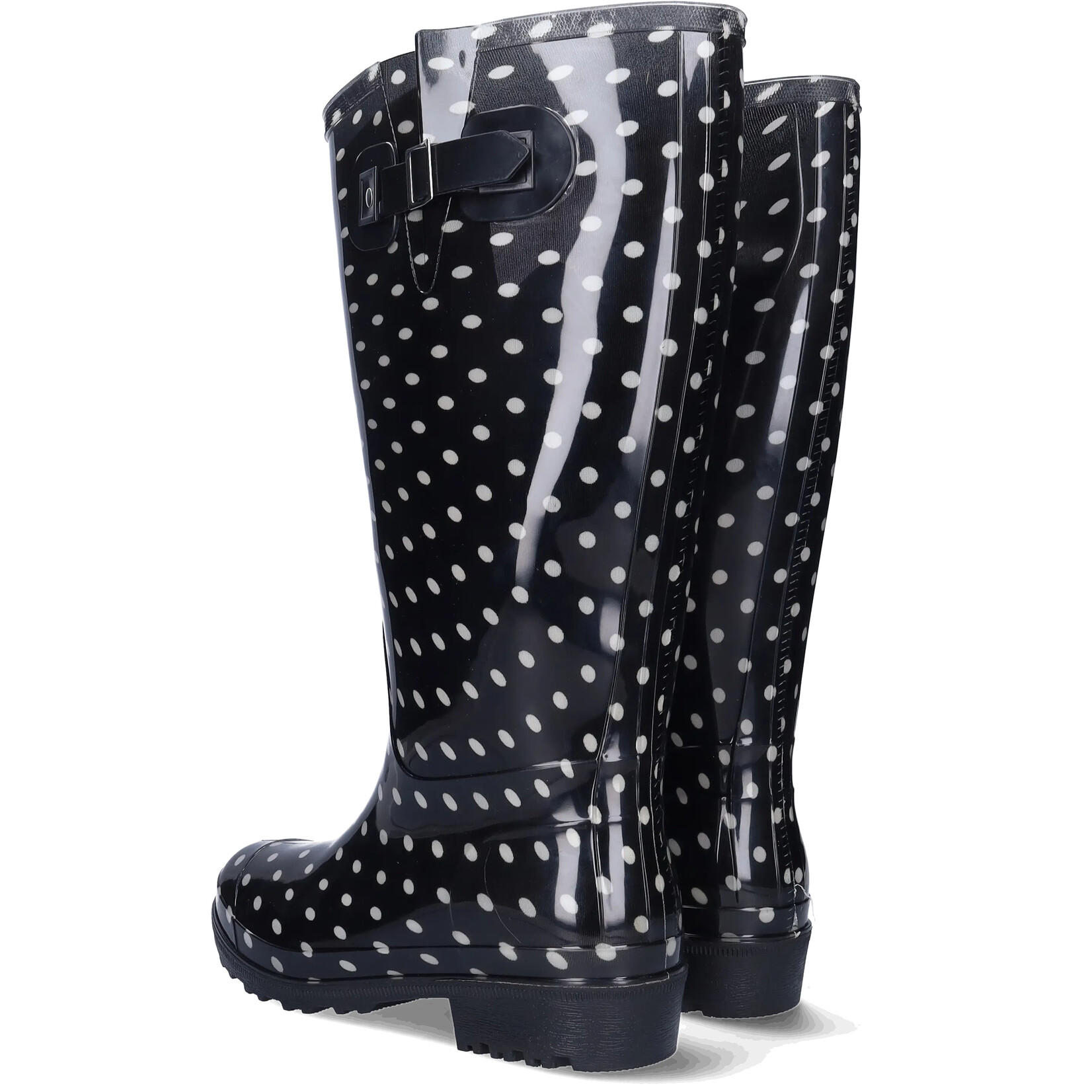 JJ Footwear Wellies - Black/Wit polka dots