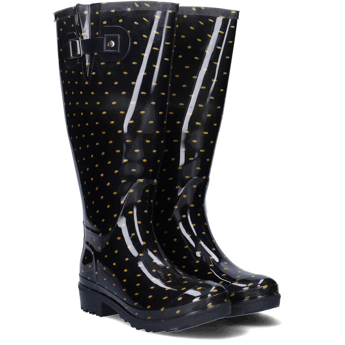 Wellies Wellies - Black Gold Polka Dots