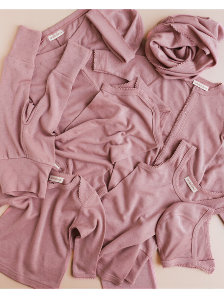 Unaduna Kurzarmbody Ajour aus Wolle/Seide - cameo rose