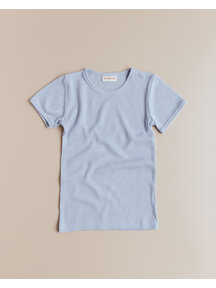 Unaduna Kurzarm Shirt tiny rib Wolle/Seide - blue bird