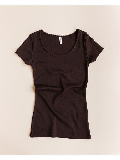 Unaduna Damen-Kurzarmhemd Feinripp aus Wolle - kladdkaka