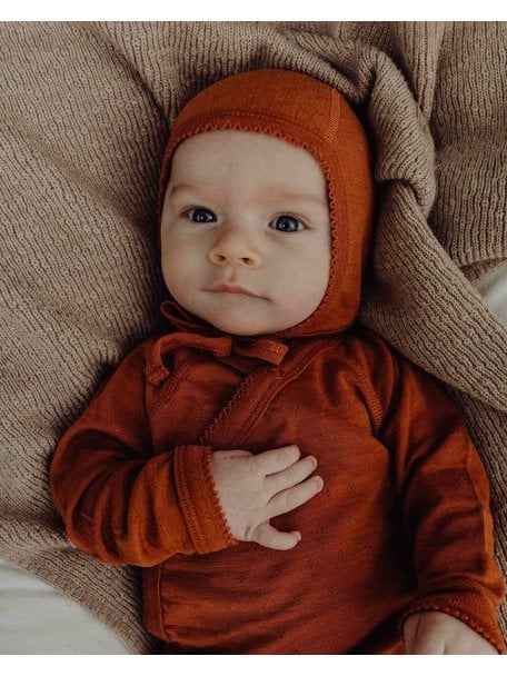 Unaduna Wickelbody Ajour aus Wolle/Seide - cameo rose