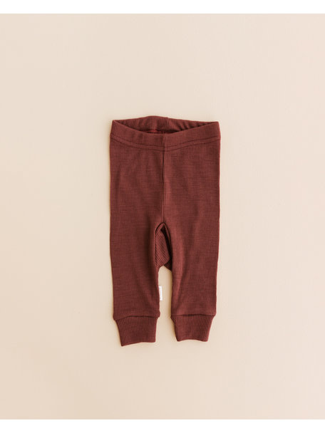 Unaduna Baby Leggings Feinripp aus Wolle - henna dune